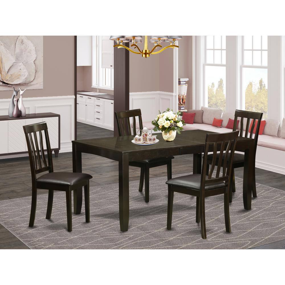 East West Furniture 5 Pc Dining set Dining Table with Leaf and 4 Dining ...