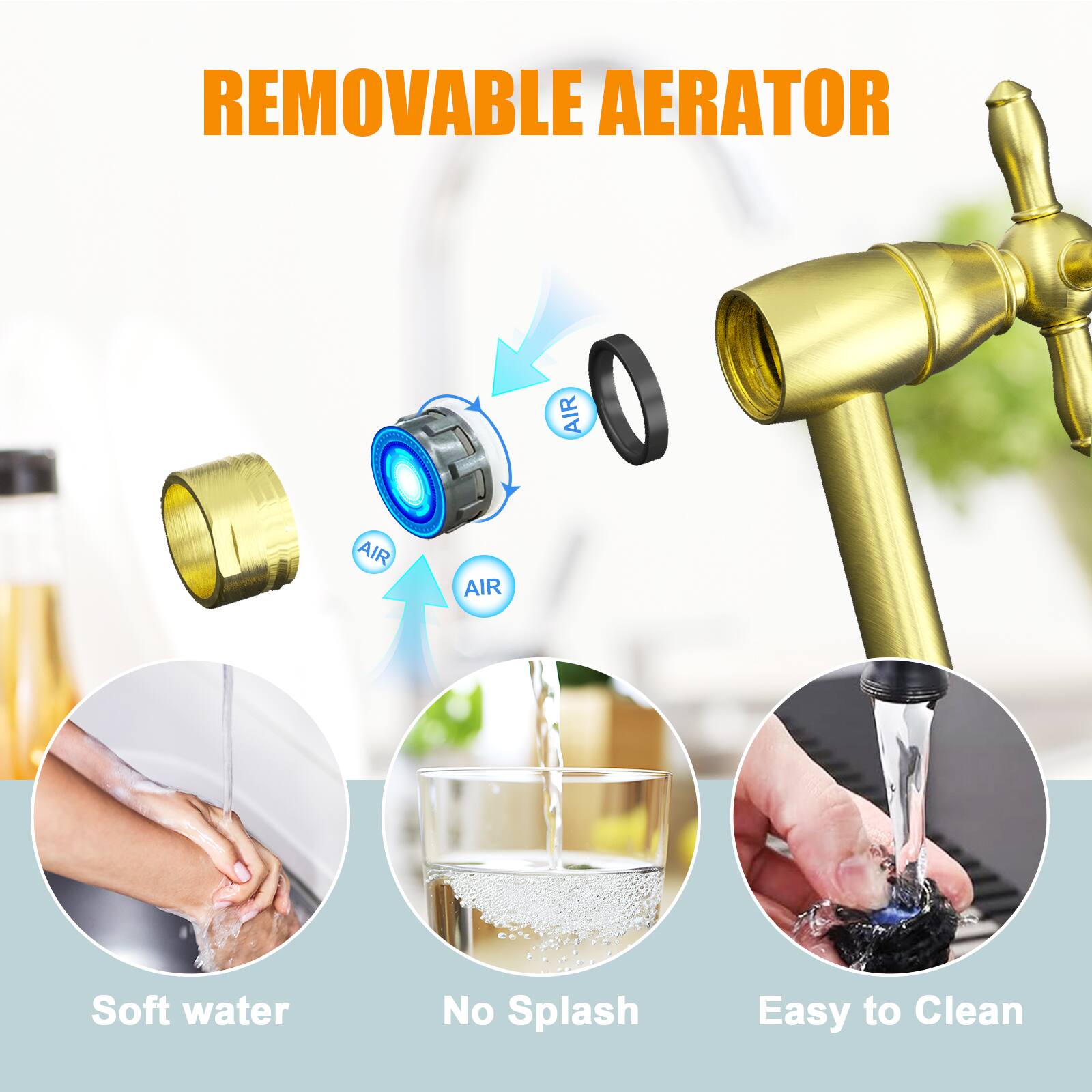 REMOVABLE AERATOR

- Soft water
- No Splash
- Easy to Clean