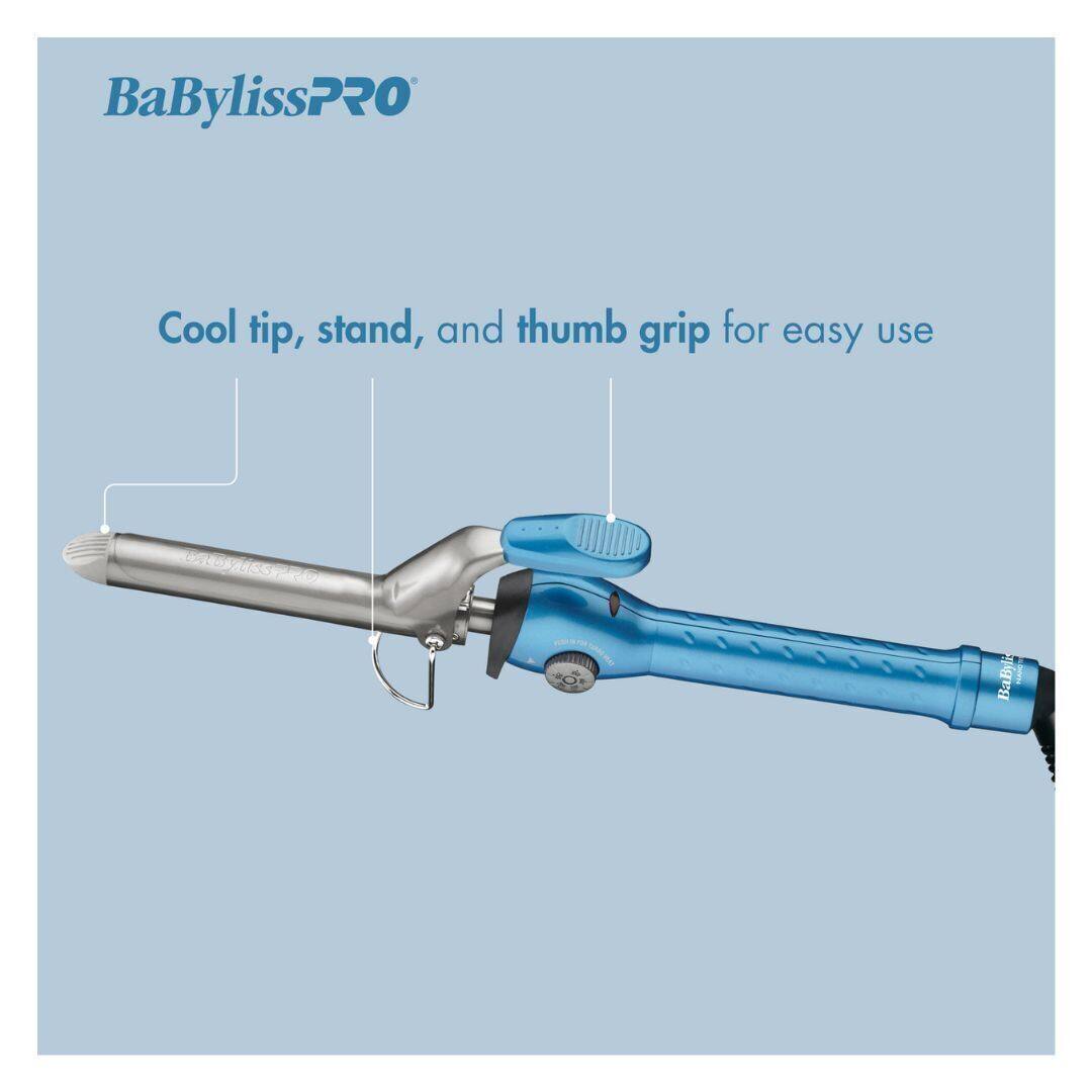 BaBylissPRO Cool tip, stand, and thumb grip for easy use