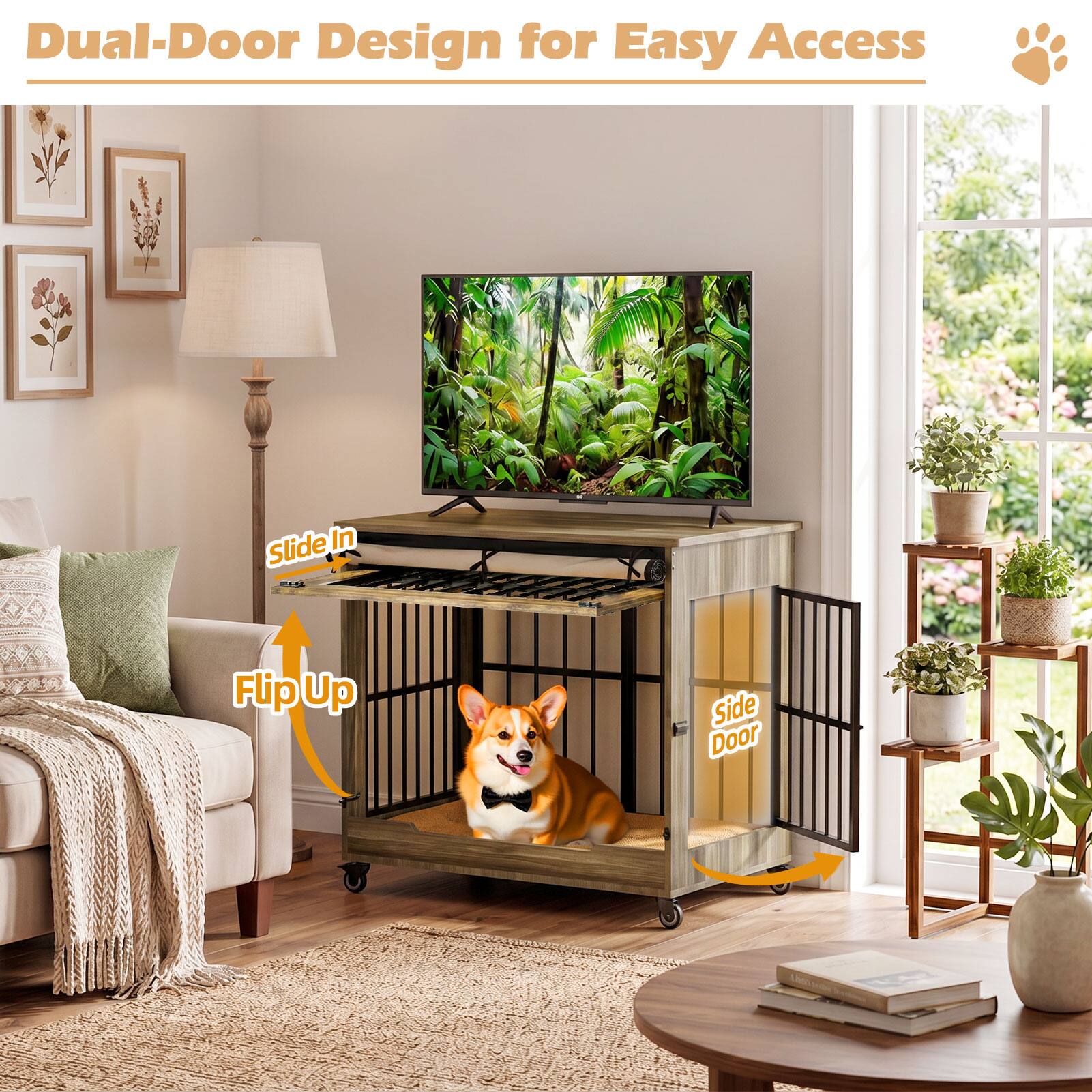 Dual-Door Design for Easy Access  
Slide In  
Flip Up  
Side Door