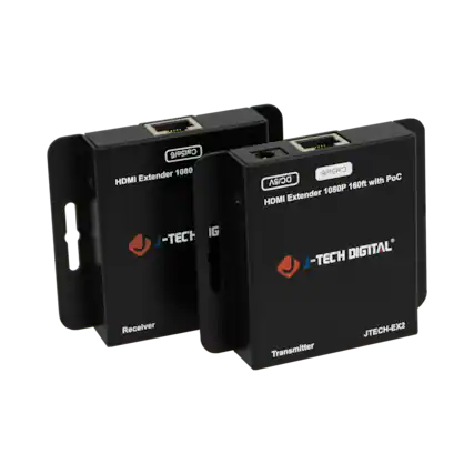 HDMI Extender 1080P 160ft with PoC
J-TECH DIGITAL
Receiver
Transmitter
JTECH-EX2