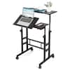 Front. Gymax - Gymax Mobile Stand up Desk Adjustable Computer Desk Tilting Workstation Black - Black.