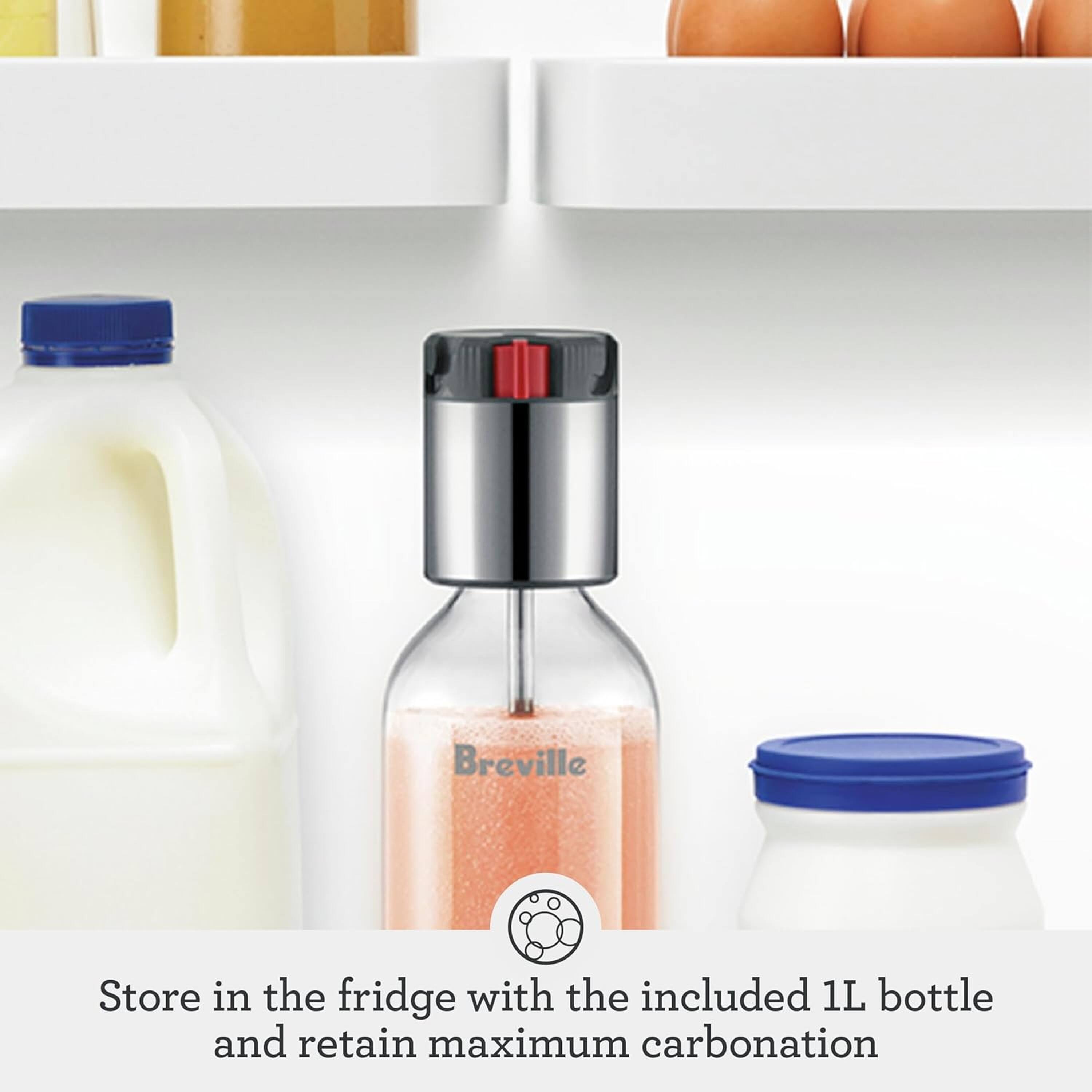 Store in the fridge with the included 1L bottle and retain maximum carbonation
