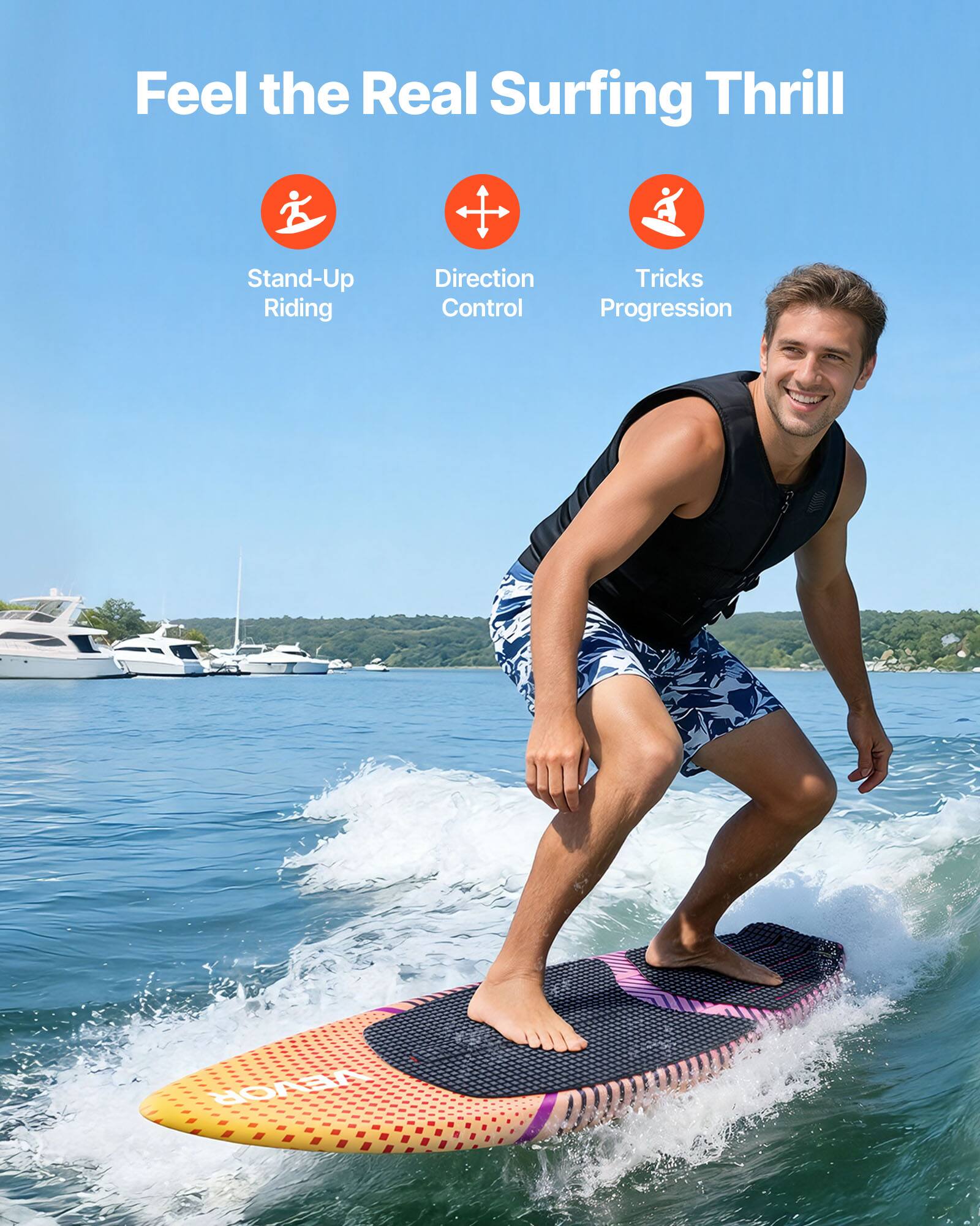 Feel the Real Surfing Thrill

- Stand-Up Riding
- Direction Control
- Tricks Progression