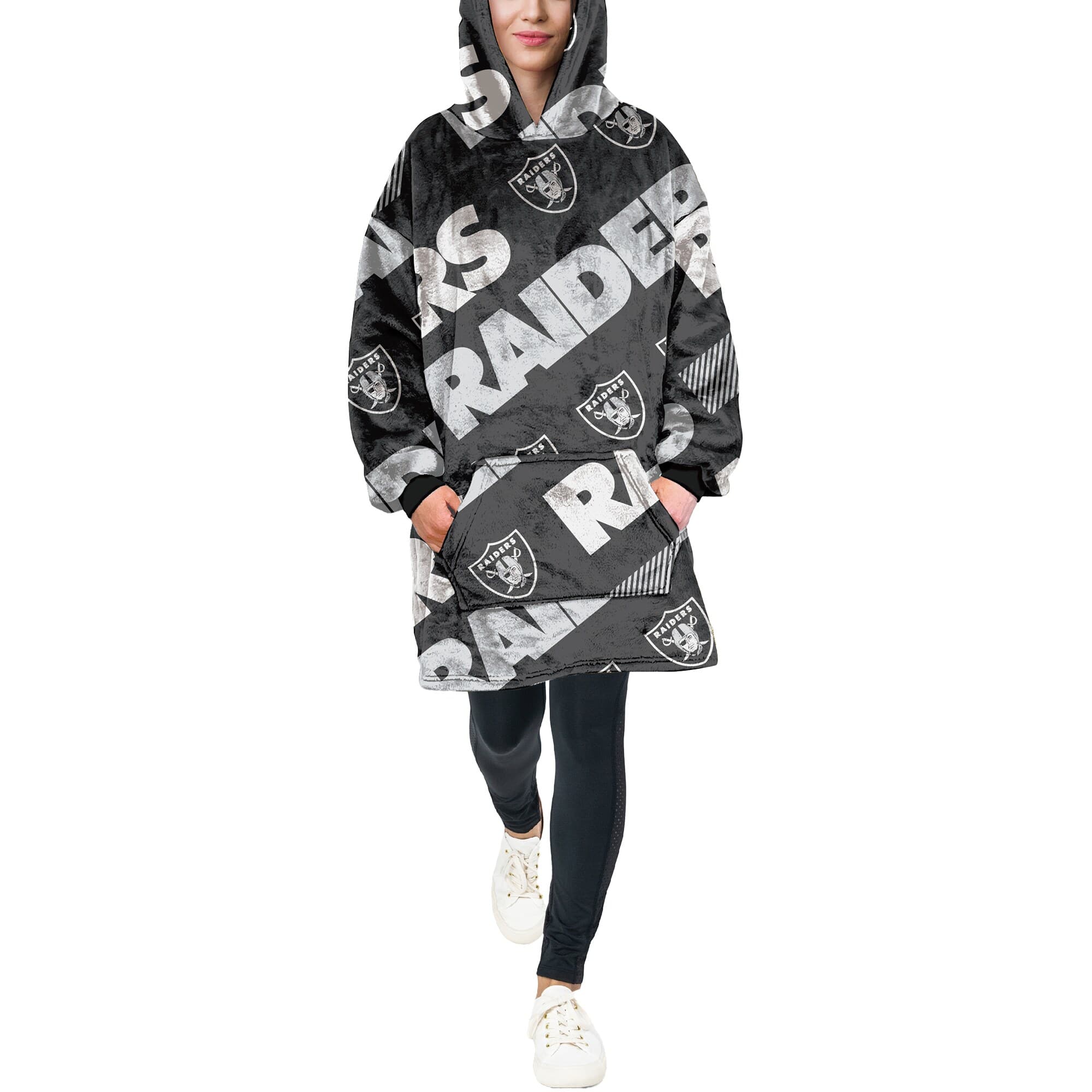 Pegasus - Las Vegas Raiders 60" x 80" Repeat Logo Hoodie Bloncho - Multicolor