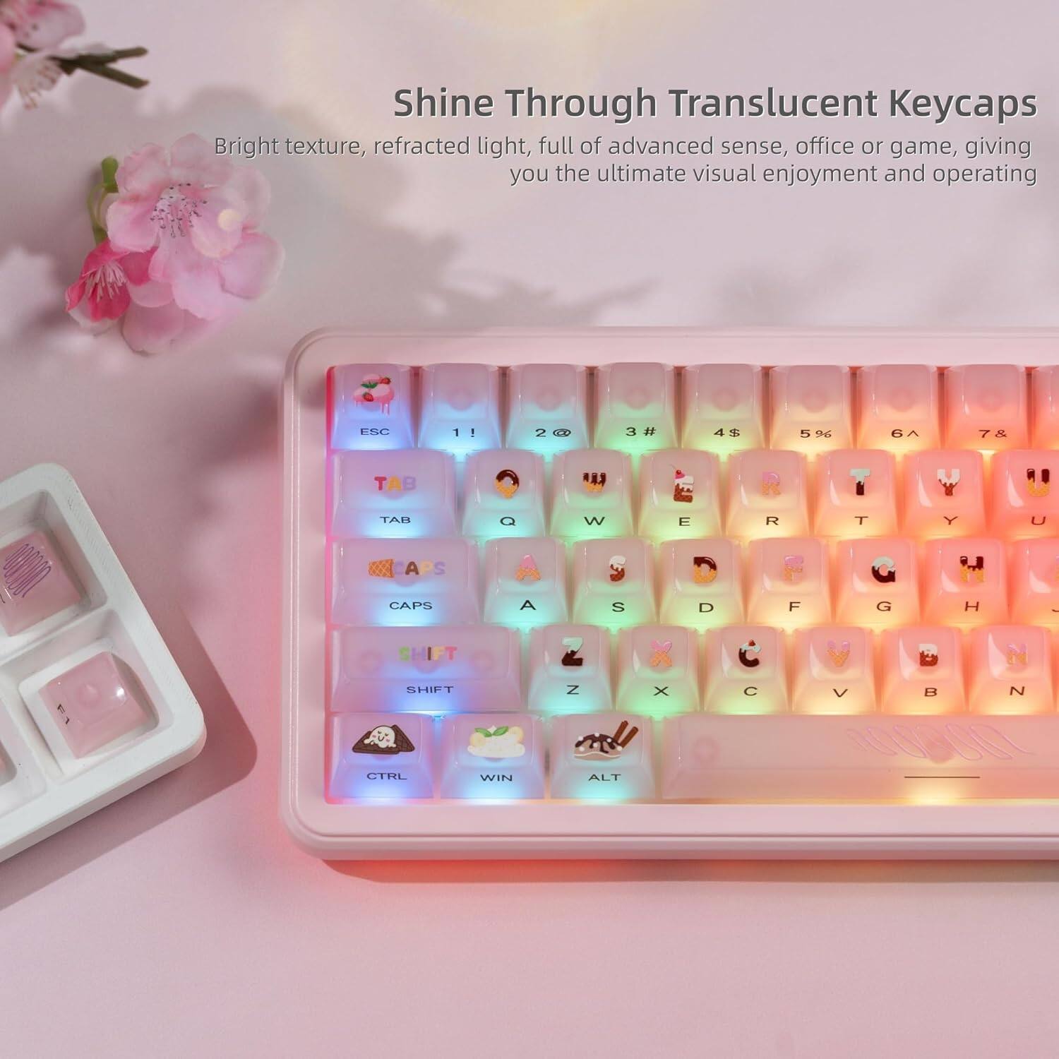Womier Cute Jelly Keycaps , Transparent Clear Custom Key Cap Set