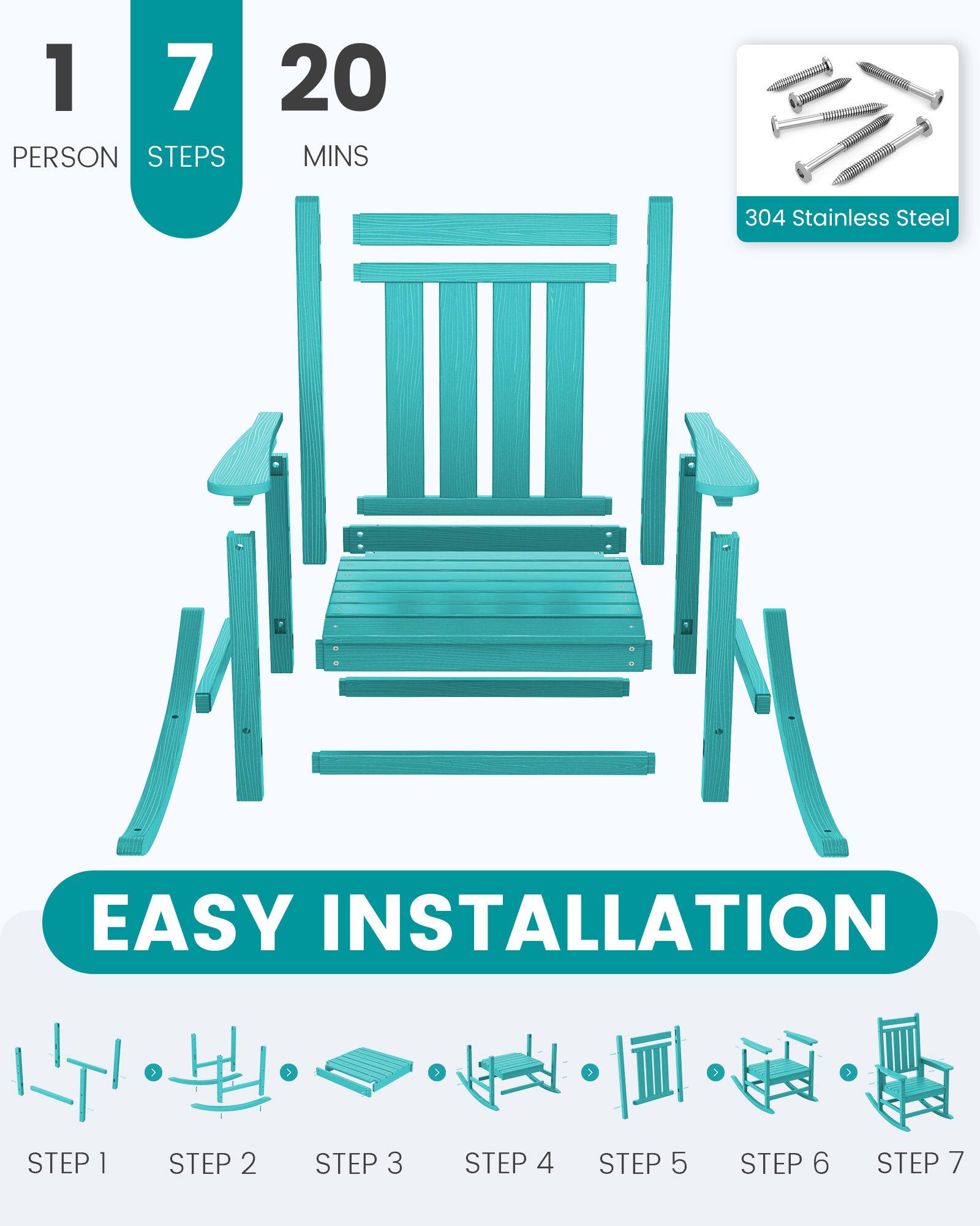 1 PERSON  
7 STEPS  
20 MINS  

304 Stainless Steel  

EASY INSTALLATION  

STEP 1  
STEP 2  
STEP 3  
STEP 4  
STEP 5  
STEP 6  
STEP 7