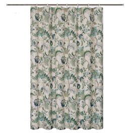 Ellis Curtain - Brissac Classic Floral Design Button Holes Shower Curtain 70" x 72" - Blue