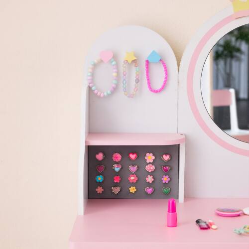 Alt View 3. Winado - Kids Vanity Girls Makeup Dressing Table Set with Stool Drawer Birthday Christmas Gift - Pink.