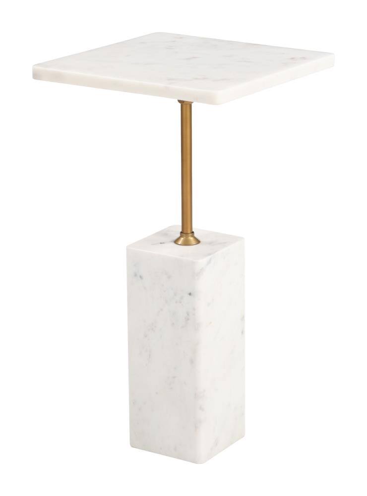 Front. Hivvago - Naht Side Table White - White.