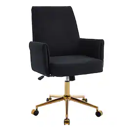 Forest'nSky - Mid-Back Liftable Office Chair, Ergonomic Striped Fabric Desk Chair for Work & Study - Black