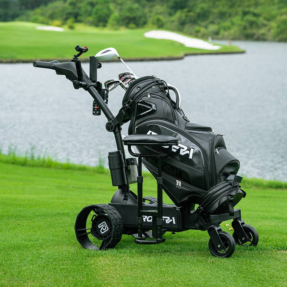 Alt View 6. Robera - AI Electric Golf Cart with Follow Me, Obstacle Avoidance, Speed/Remote Control, Power Assist, Foldable, 18 Hole Battery - Black.