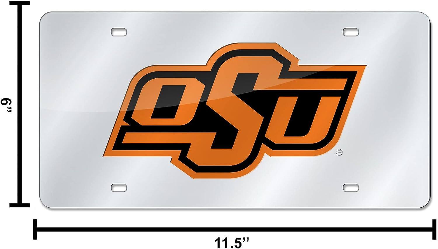 Alt View 3. Rico Industries - OSU Oklahoma State Cowboys Acrylic License Plate Laser Tag - Multi.