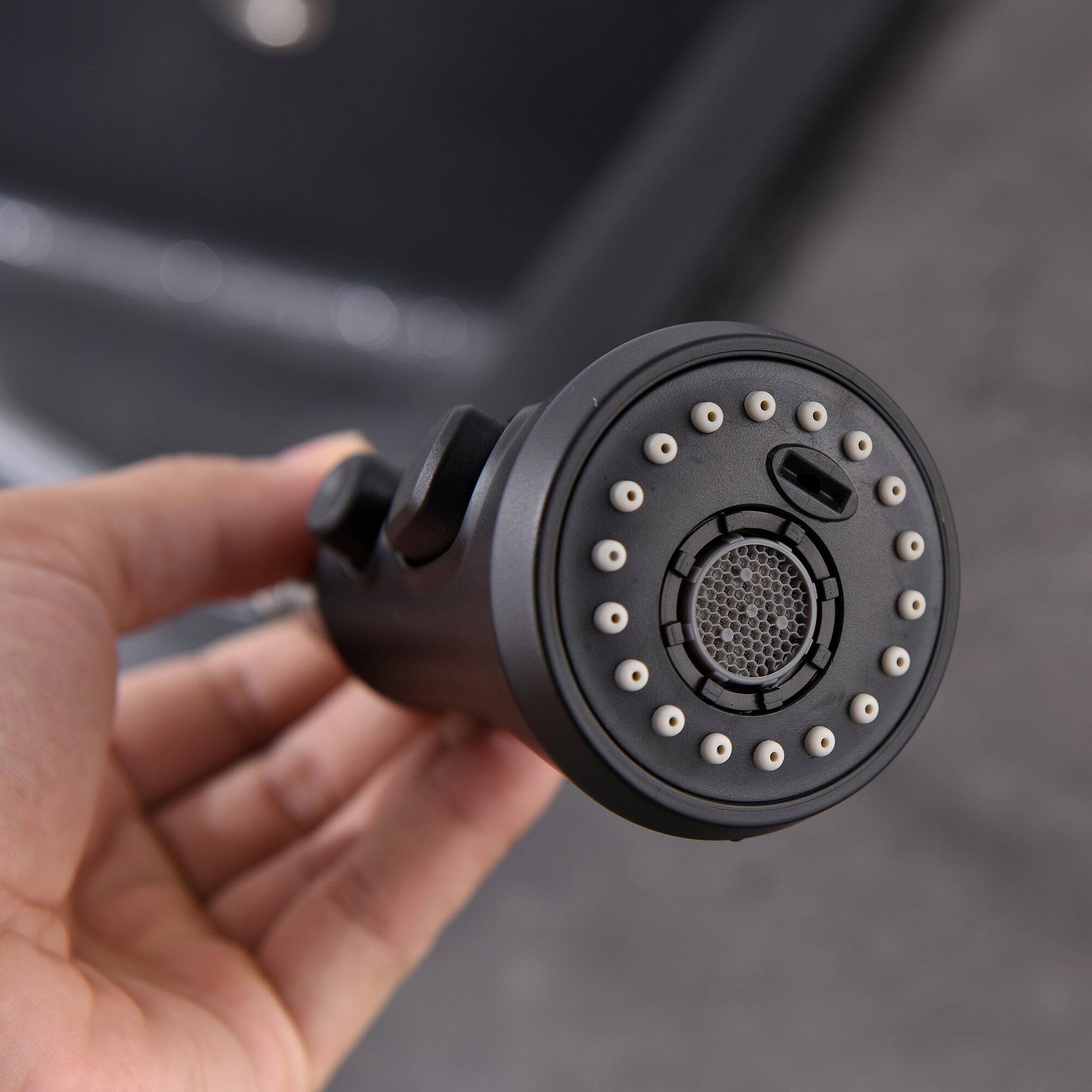 Alt View 4. Boyel Living - Matte Black Single Handle Pull Out Sprayer Kitchen Faucet with Deck Plate Included - Matte Black.