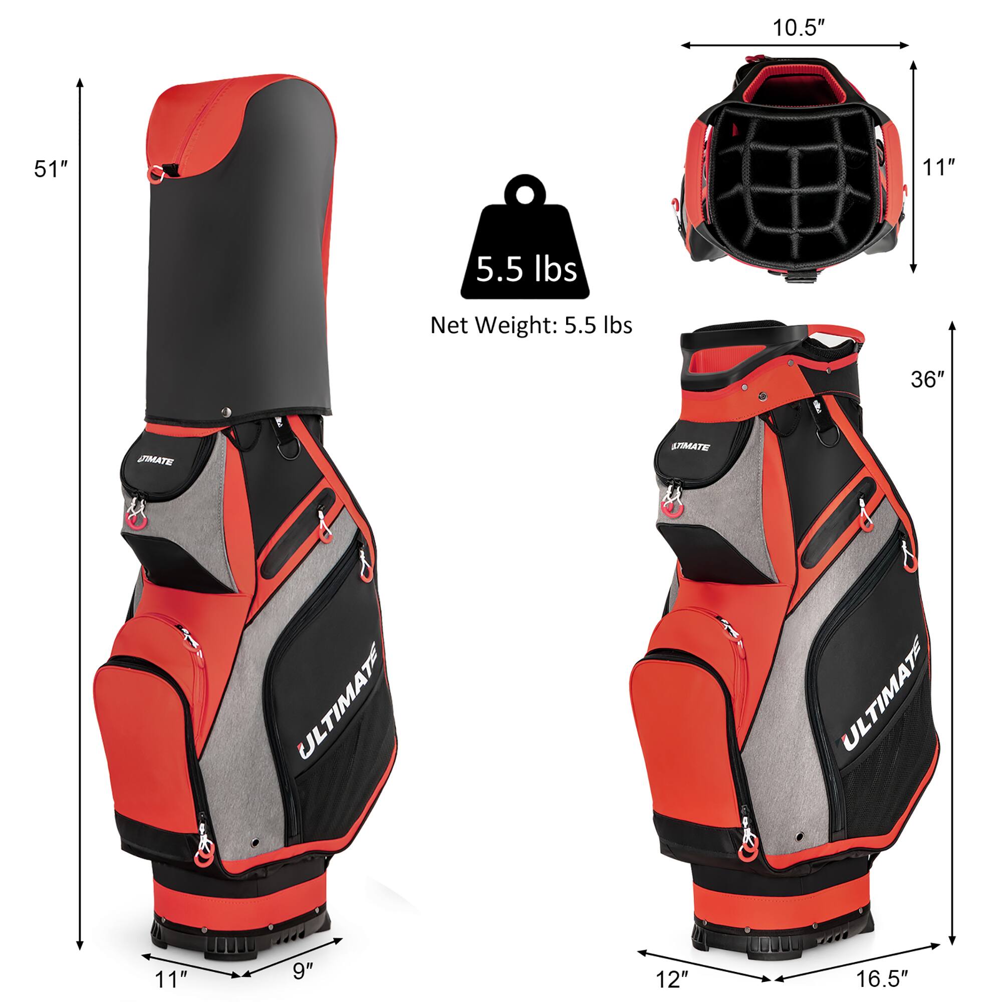 10.5"  
51"  
11"  
5.5 lbs  
Net Weight: 5.5 lbs  
36"  
11"  
9"  
12"  
16.5"