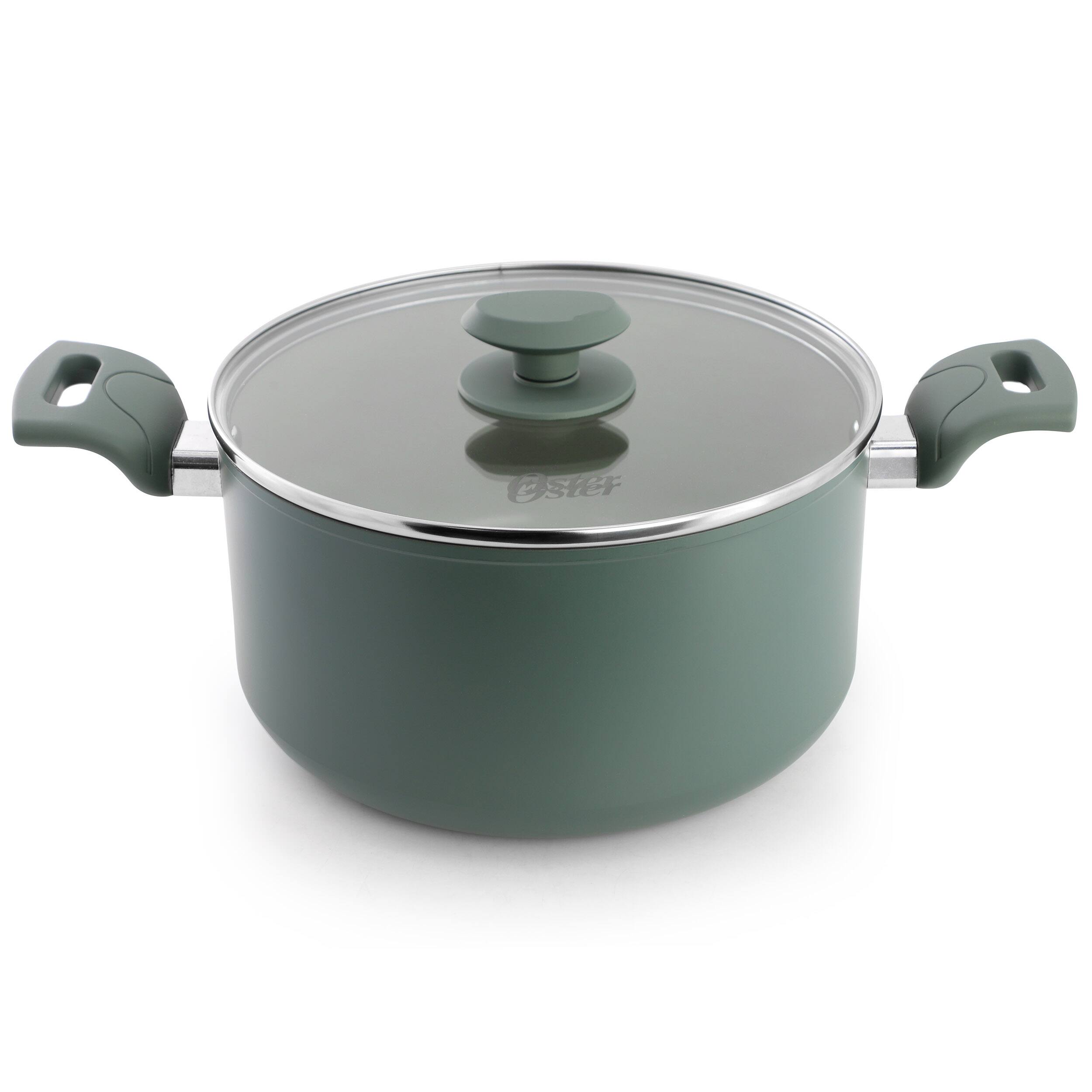 Alt View 3. Oster - Oster Sutterville Choice 10 Piece Ceramic Nonstick Cookware Set in Grey - Green.