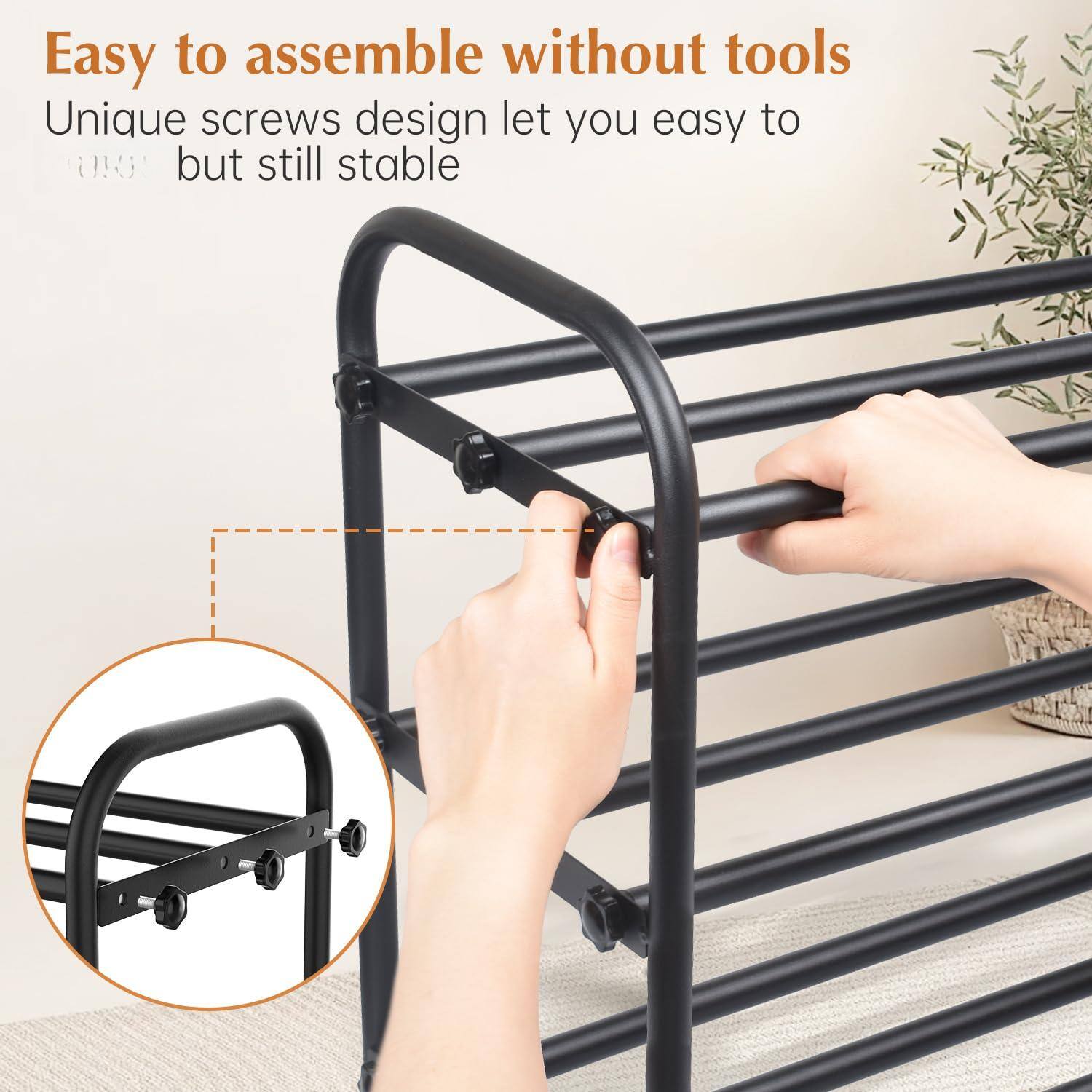 Easy to assemble without tools  
Unique screws design let you easy to assemble but still stable