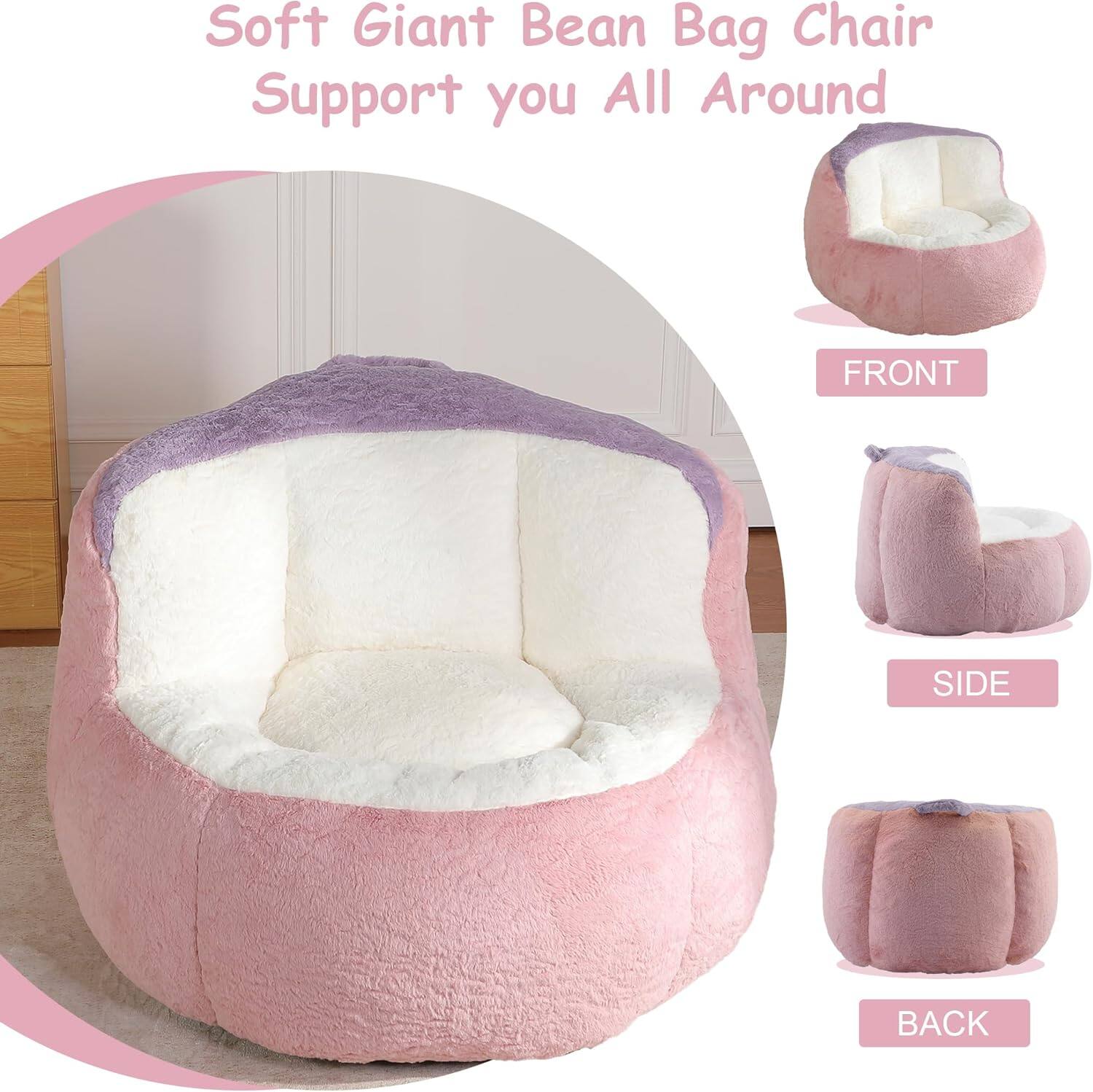 Soft Giant Bean Bag Chair  
Support you All Around  

FRONT  
SIDE  
BACK