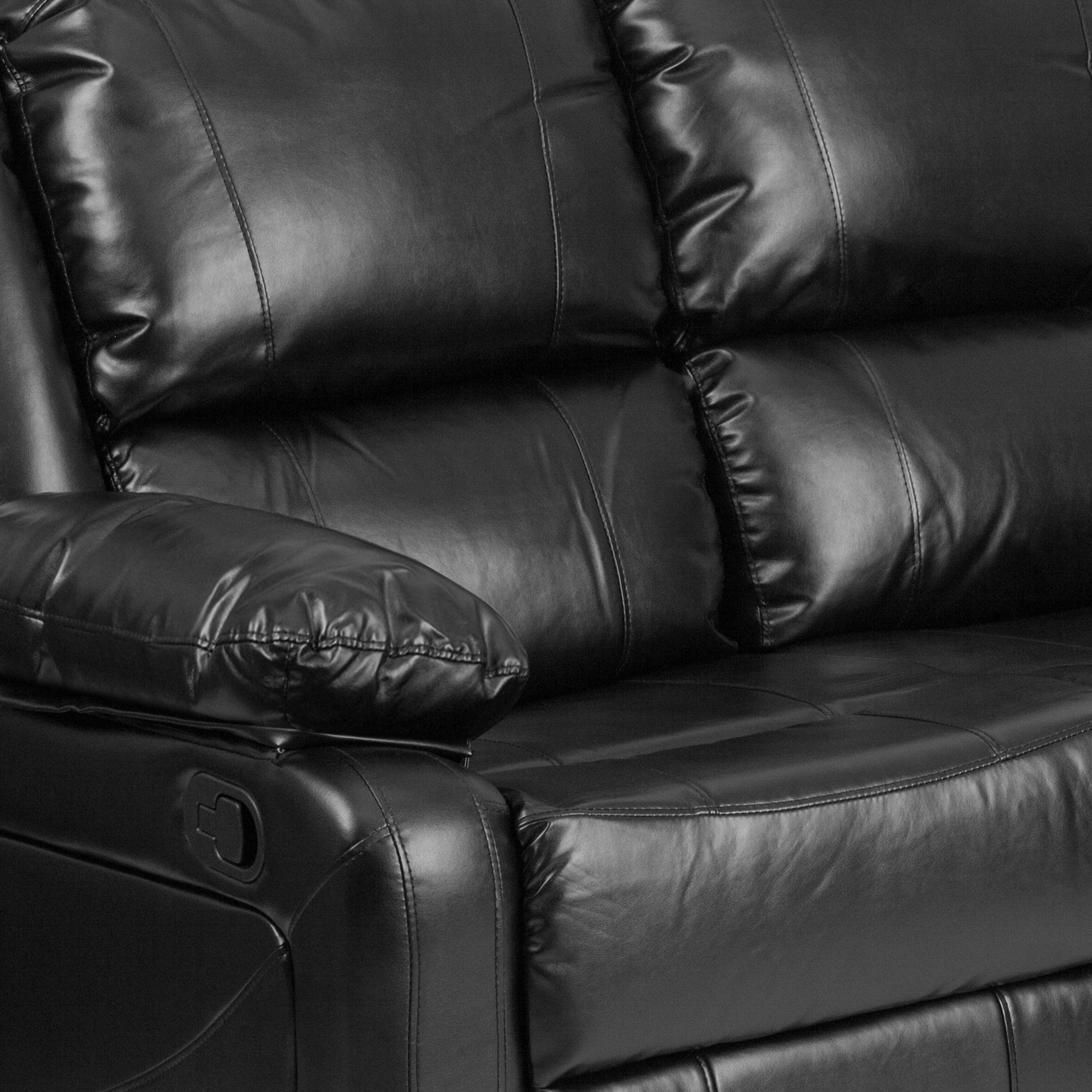 Alt View 8. Emma + Oliver - Bustle Back Loveseat with Two Built-In Recliners - Black LeatherSoft.