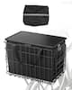 Front. VEVOR - Rear Bike Basket, Folding Wire Bicycle Basket with Cargo Net, Removable Liner Bag & Waterproof Cover - Black.