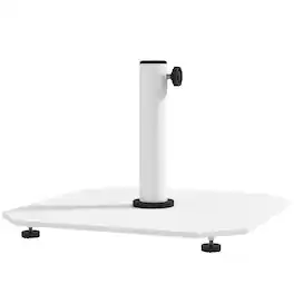 Outsunny - Square Patio Umbrella Base, 41 lbs Metal Umbrella Stand Base with Adjustable Foot Pads, Patio Umbrella Holder - White