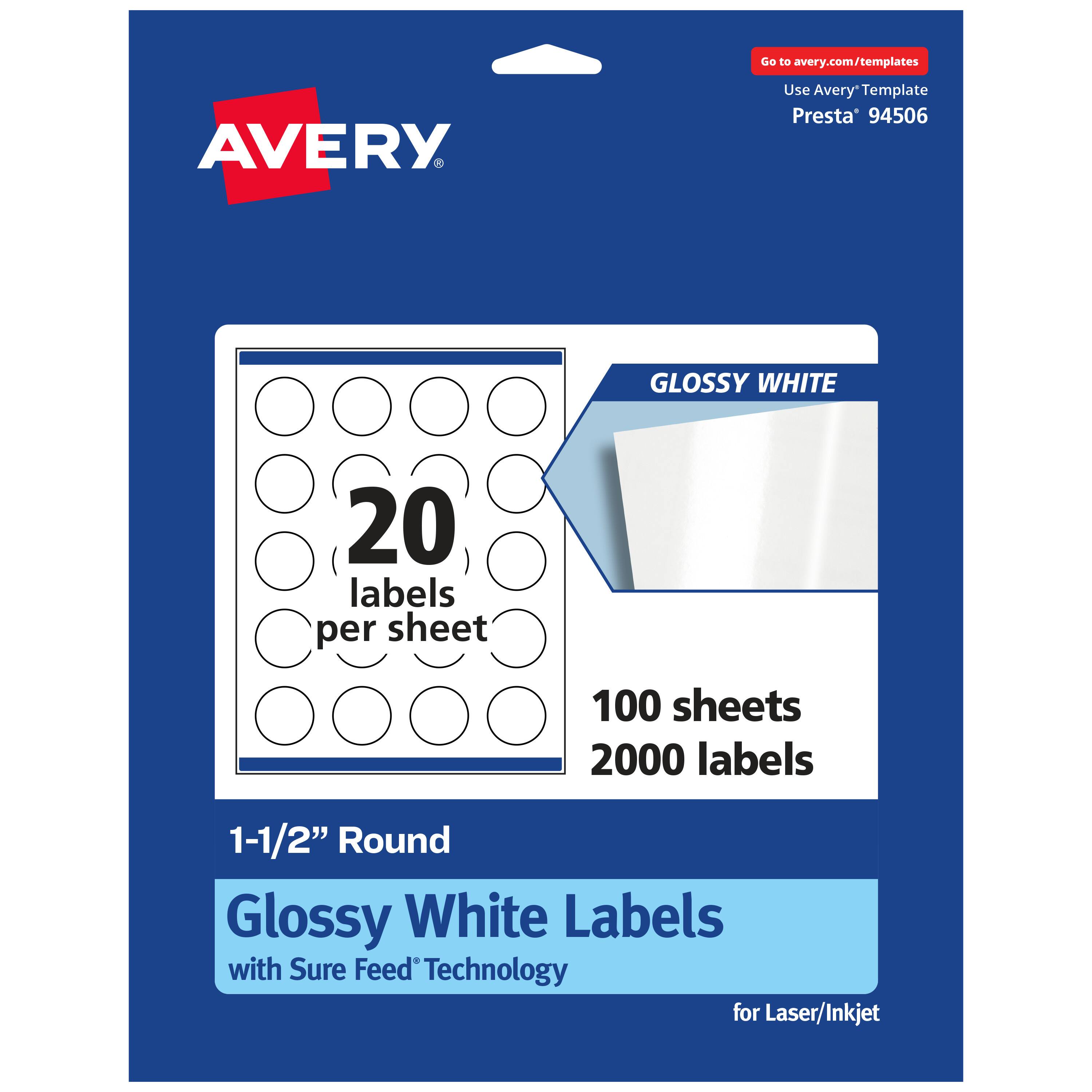 "Avery - Round Labels with Sure Feed, 1.5"" Diameter, 2,000 Glossy Labels - White" price history on PriceWatchPro