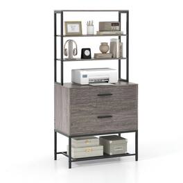 Kadyn - Office Drawers, Office Storage Cabinet,Freestanding File Cabinet with Charging Station and 3-Tier Open Shelves