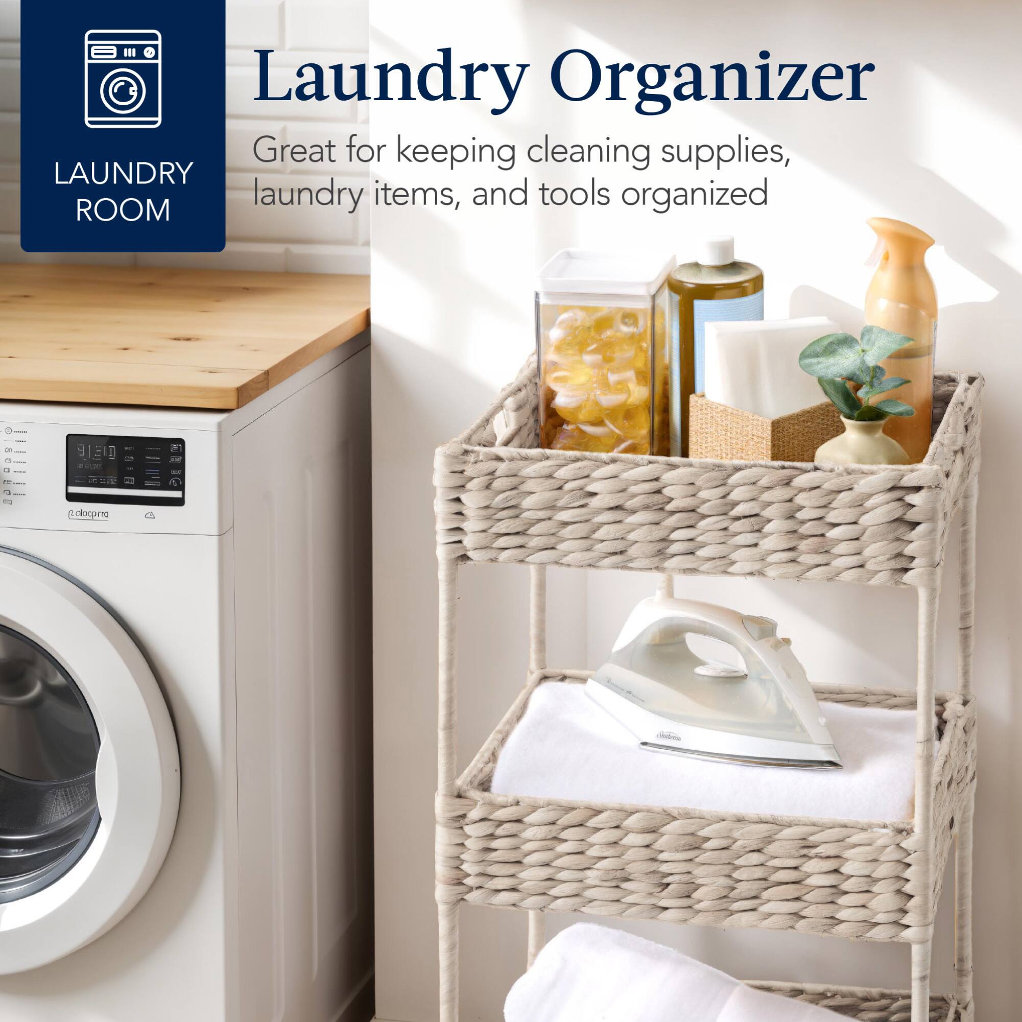 Laundry Organizer  
Great for keeping cleaning supplies, laundry items, and tools organized