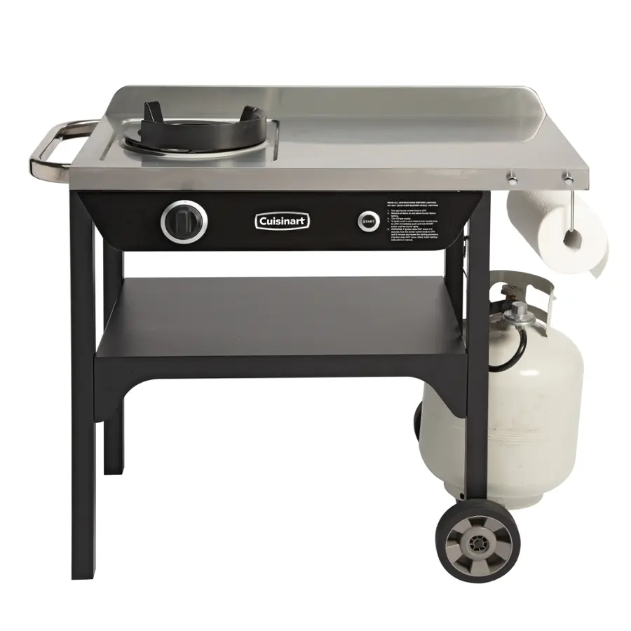 Alt View 37. Cuisinart - Outdoor Wok Station, 50,000 BTU Propane Outdoor Wok Burner w Prep Table, 14" Carbon Steel Wok for Stir Fry, Searing, BBQ - Black.