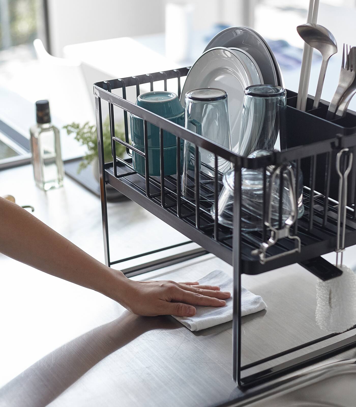 Angle. Yamazaki Home - Two-Tier Wire Dish Rack.