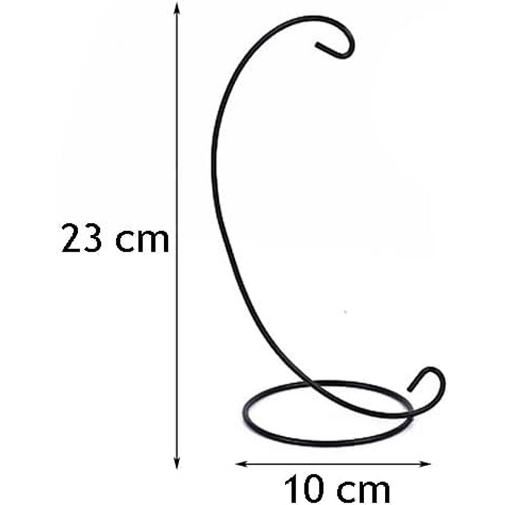 Angle. PARKER SLATER - Iron Ornament Display Stands, Hanging Holders for Glass Globes, 2-Pack - Black.