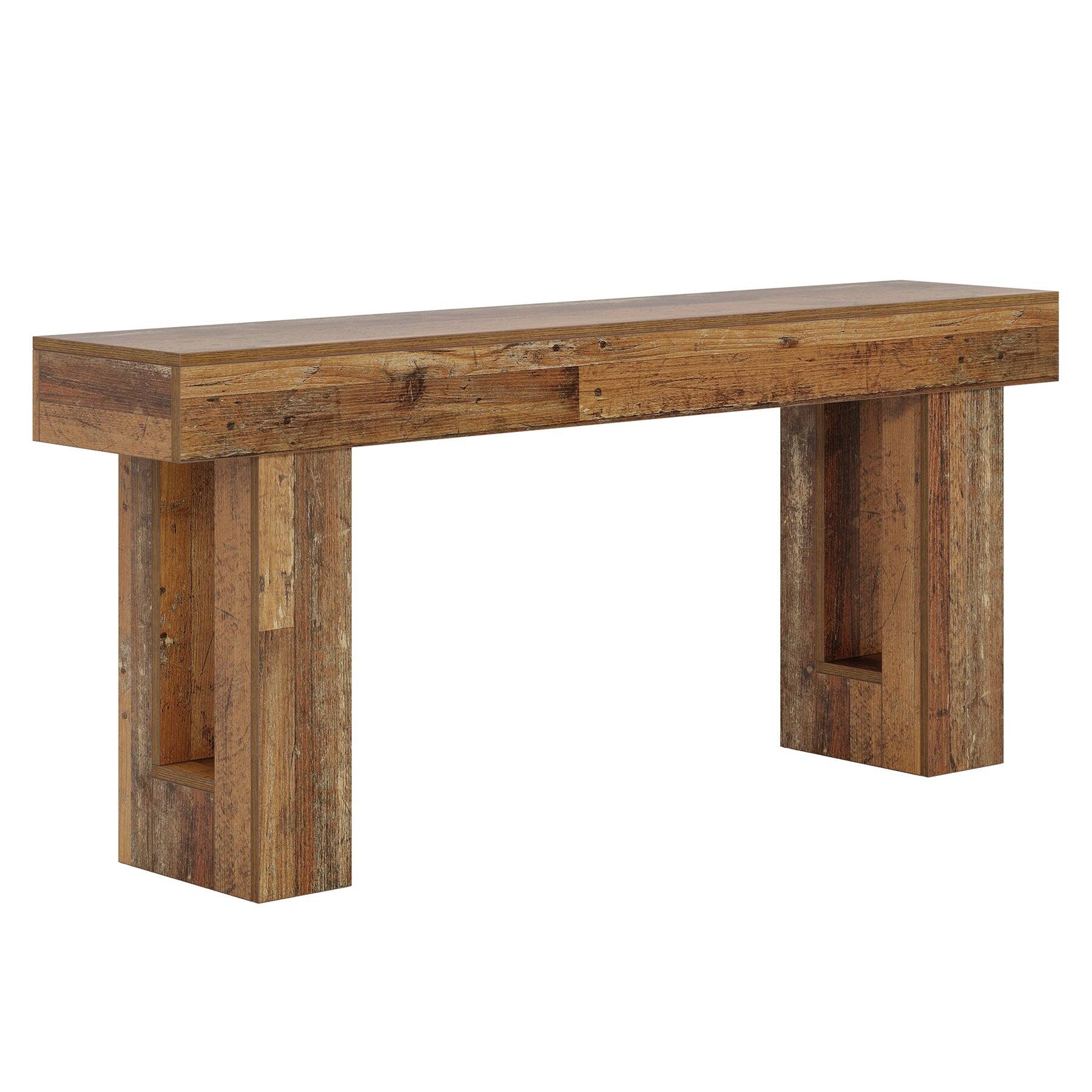 Alt View 2. Tribesigns - Console Table with Engineered Wood Construction and Rectangular Top for Entryway and Hallway - Brown.