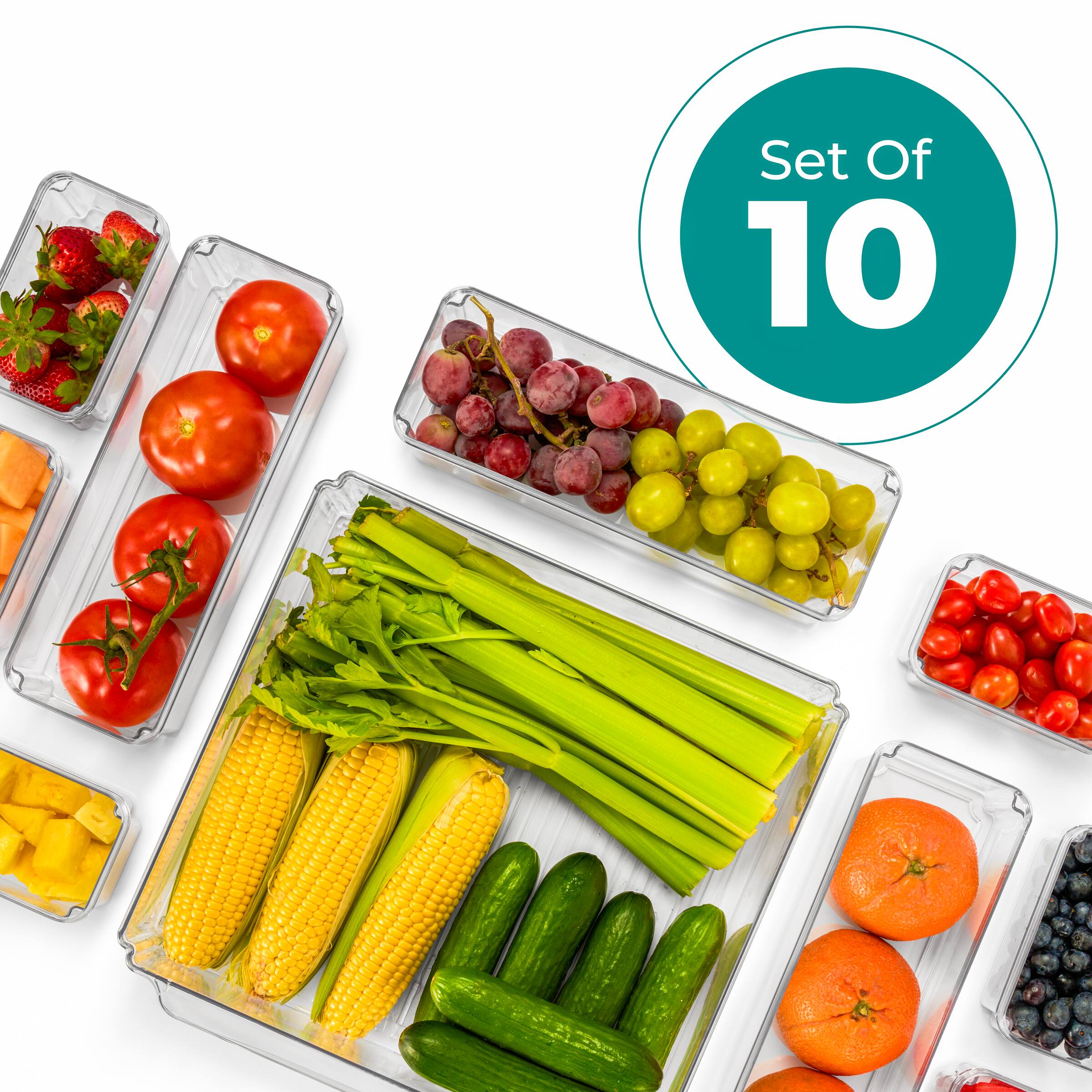 Left. Sorbus - Clear Stackable Refrigerator Storage Bins with Lids, Perfect for Kitchen Organization, Pantry and Fridge Storage - Clear.