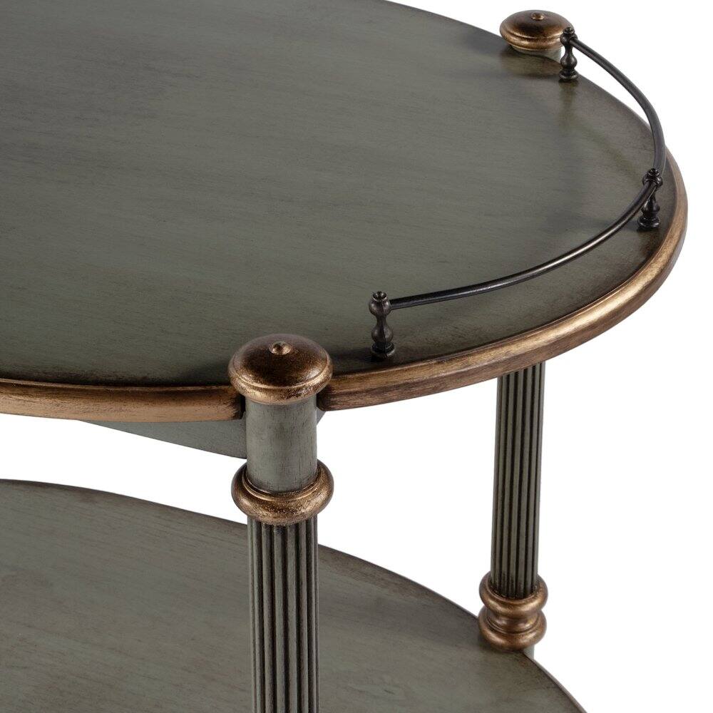 Alt View 1. Butler Specialty - 31 in. W Rectangular Wood 2 Tier Bar/Serving Cart on Casters - Pastel Green.