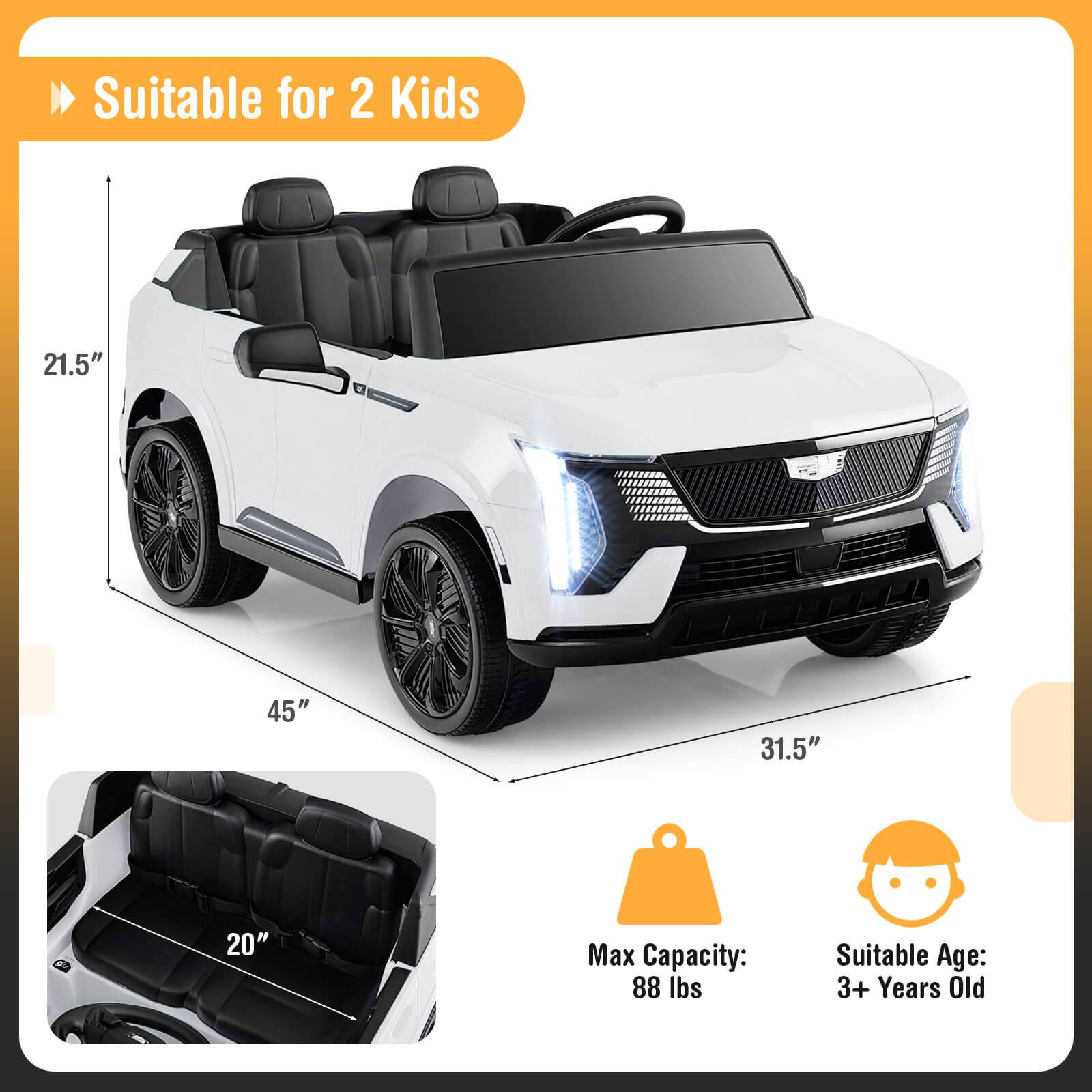 Suitable for 2 Kids

- Height: 21.5"
- Width: 45"
- Length: 31.5"
- Seat Width: 20"

Max Capacity: 88 lbs

Suitable Age: 3+ Years Old