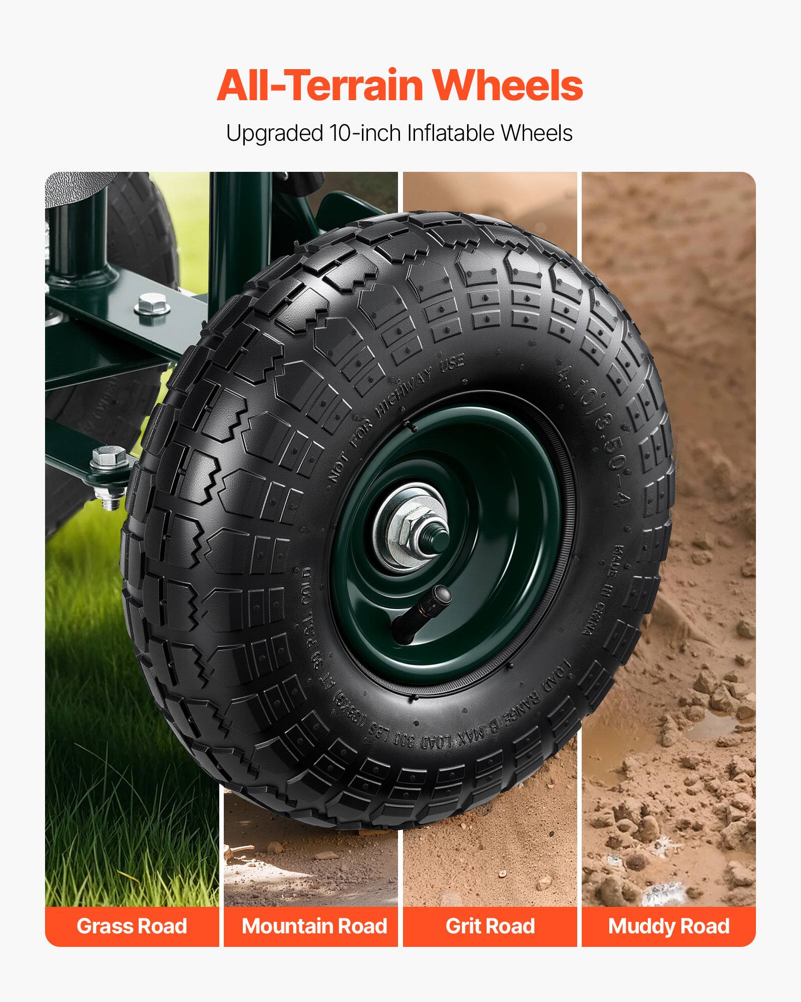All-Terrain Wheels Upgraded 10-inch Inflatable Wheels

Grass Road
Mountain Road
Grit Road
Muddy Road