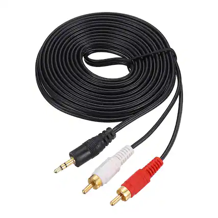 Front. Unique Bargains - Gold Plating TRS3.5mm Male to 2RCA Jack Cable, Copper Core PVC Audio AUX Cable for TV/Amp/Speaker/Mobile - Black.