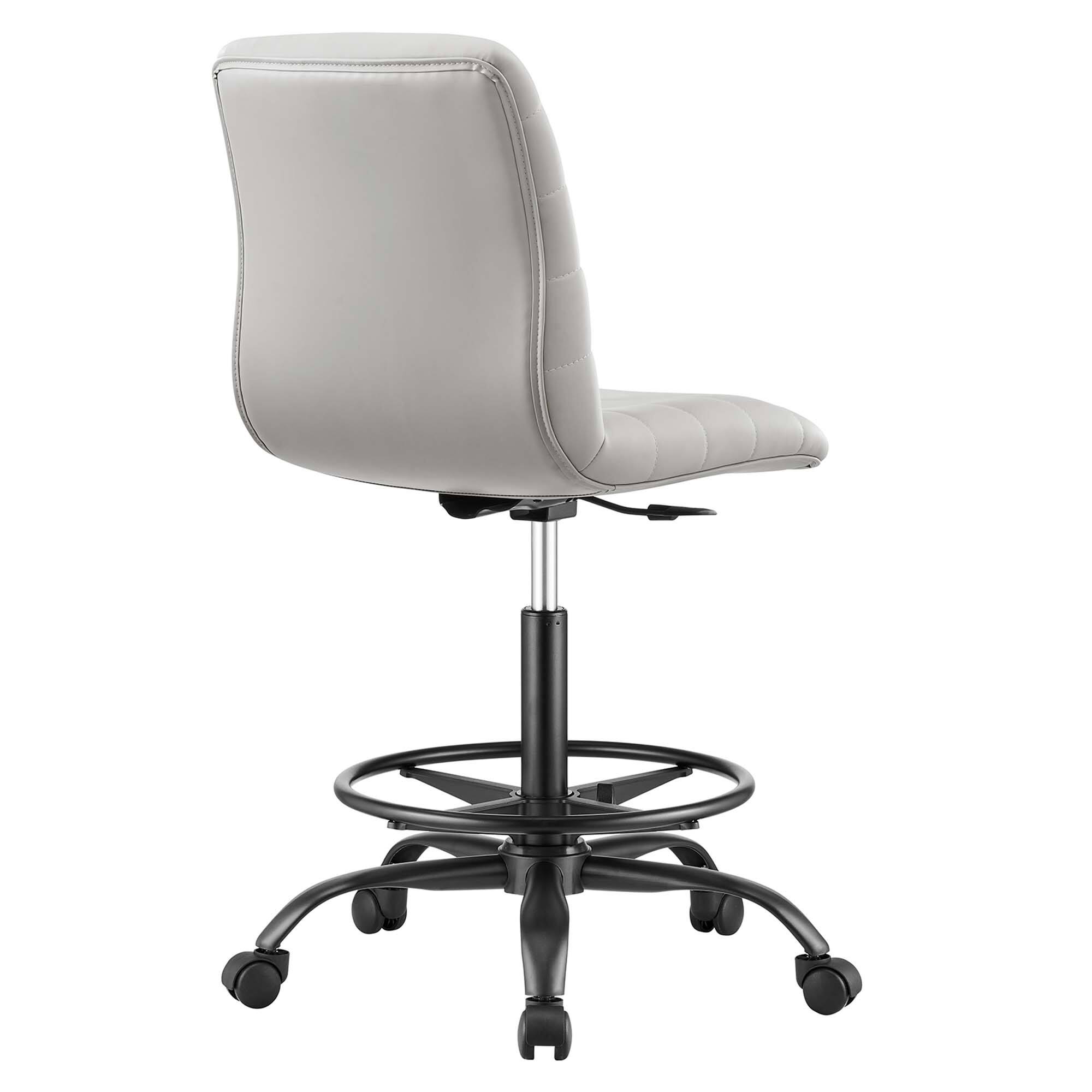 Alt View 2. Modway - Ripple Armless Vegan Leather Drafting Chair by Modway - Black Light Gray.