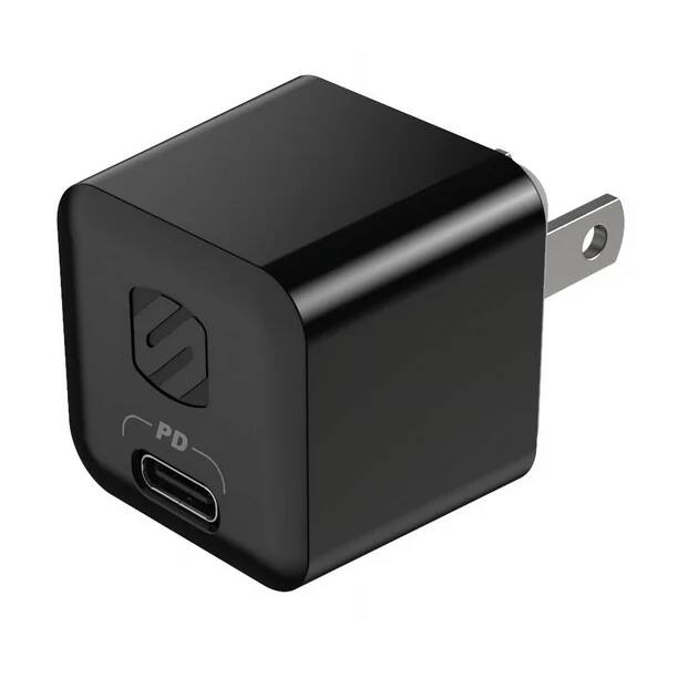 Front. Scosche - Scosche HPDC8M-SP PowerVolt 18W Mini Cube USB-C Fast Charger - Black - Black.