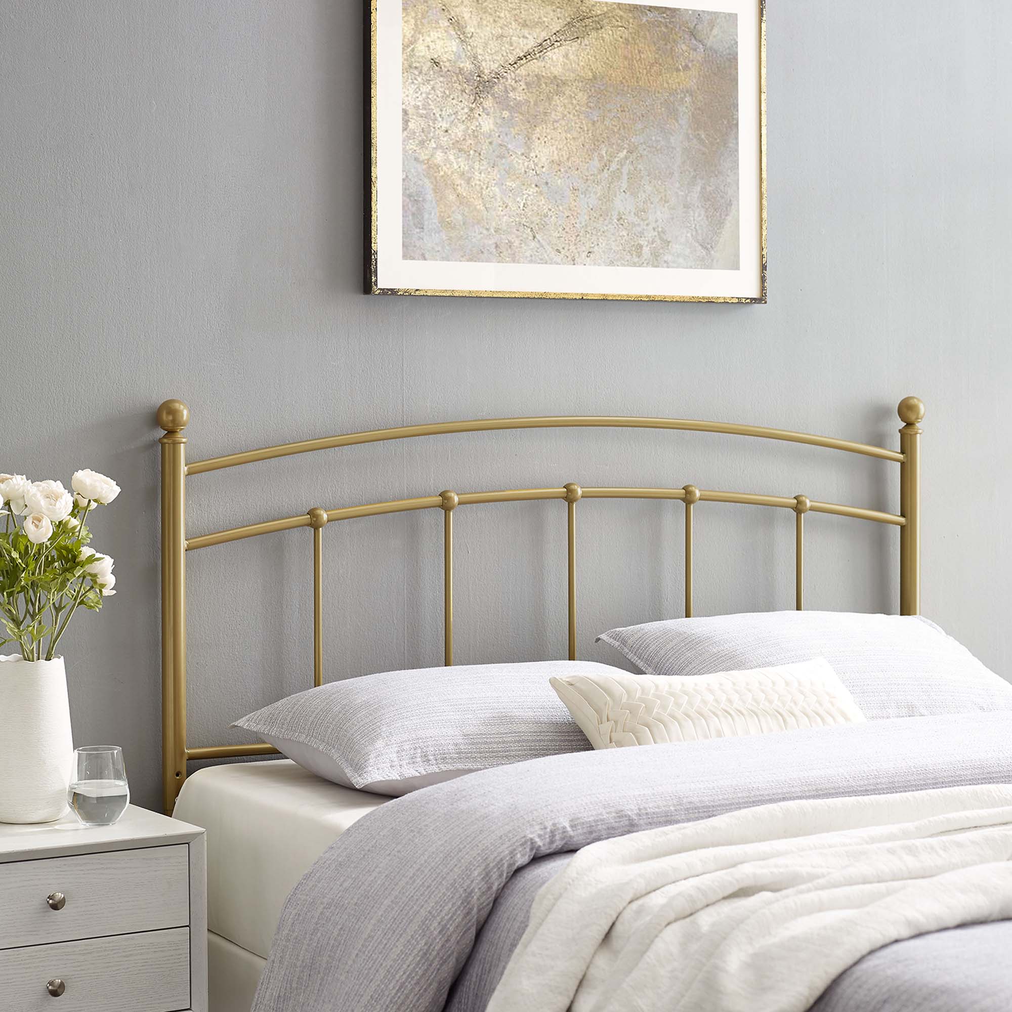 Alt View 1. Modway - Abigail Metal Twin Headboard by Modway - Yellow.