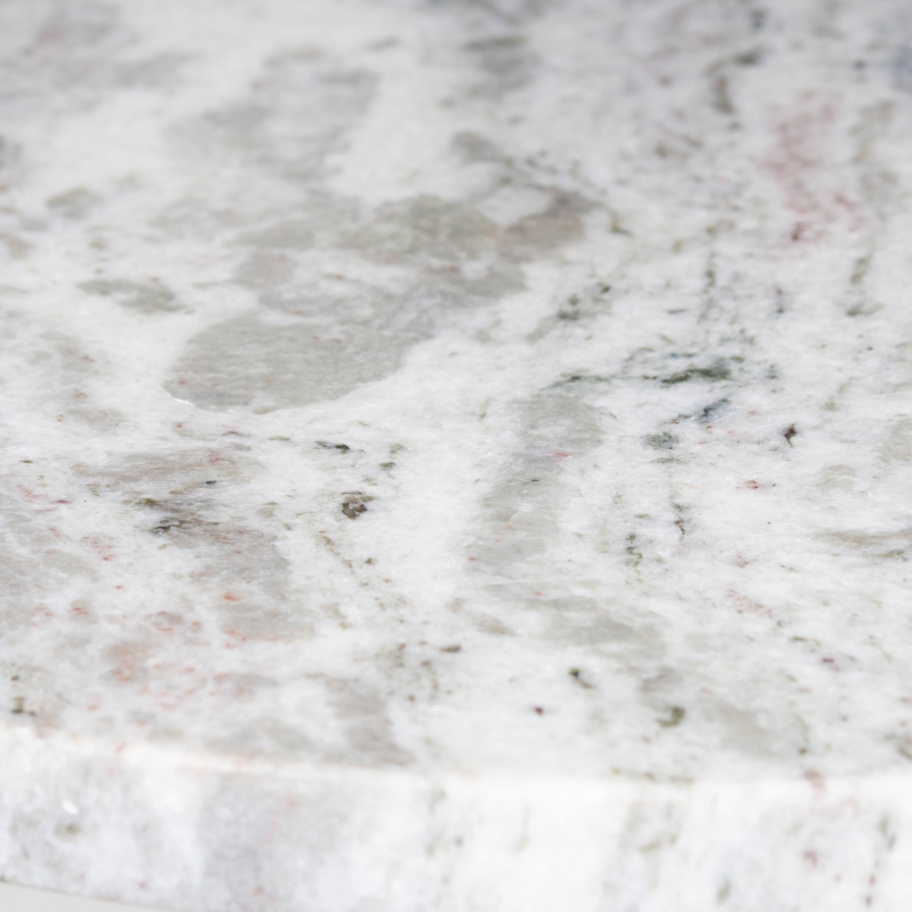 Alt View 5. Manhattan Lane - Fina Side End Table, 20 Inch Round White Genuine Marble Top, Natural Brown Mango Wood 3 Leg Sled Base - White, Natural Brown.