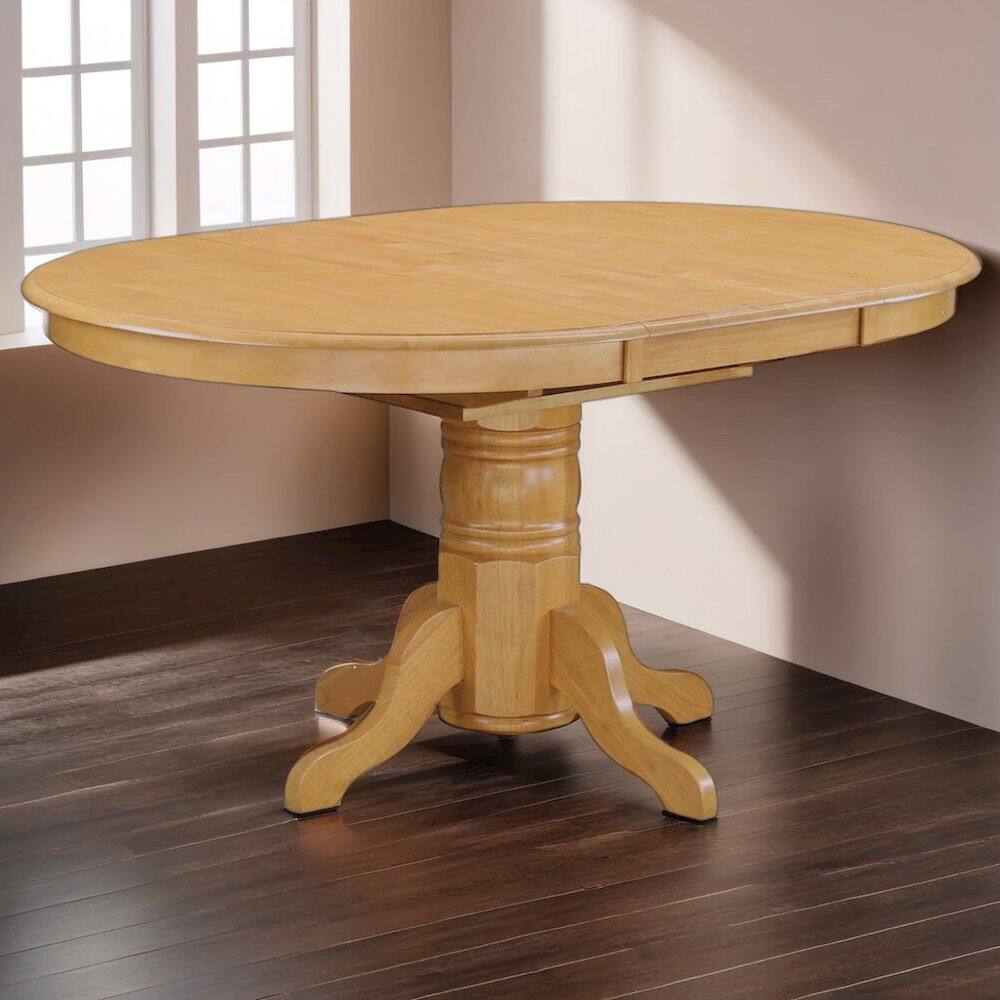 Back. FurniFact - Elegant Oval Dining Table – Extendable Solid Wood Round Kitchen Table - Oak.