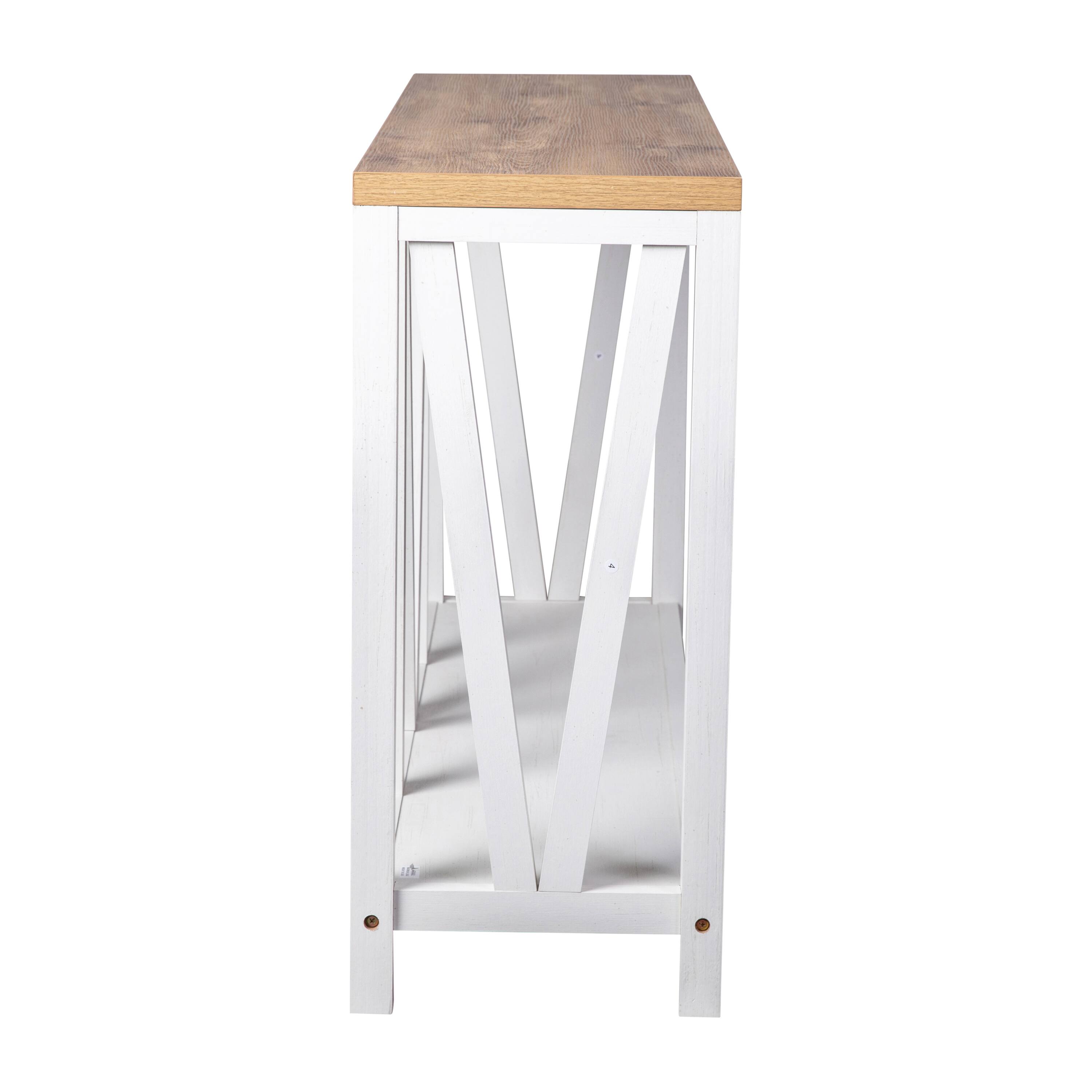 Alt View 8. Emma + Oliver - Owen Modern Farmhouse Entryway Console Accent Table - Warm Oak Top/White Frame.