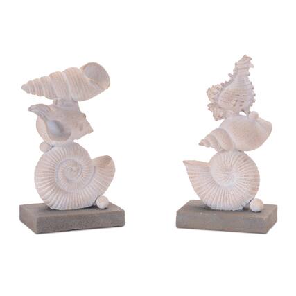 Front. BreeBe - Shell Stack Figurines (Set of 2) - Brown, Gray.
