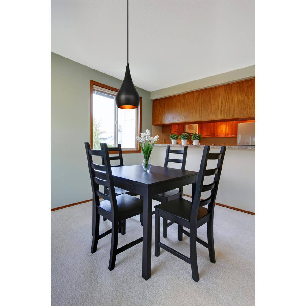 Angle. Living District - Nora Collection Pendant D6in H11.5in Lt:1 Black finish - Black.