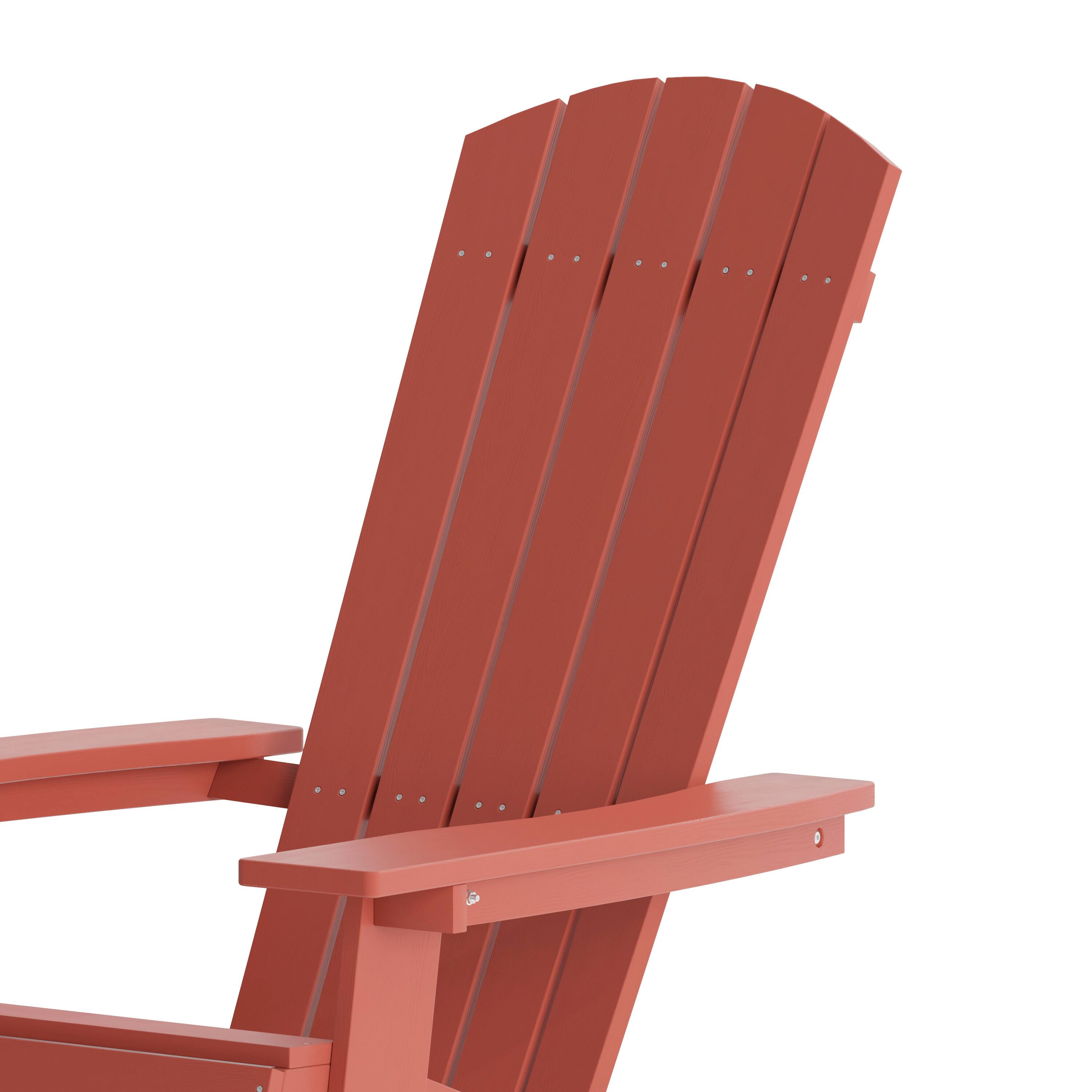 Alt View 10. Emma + Oliver - All-Weather Poly Resin Folding Adirondack Chair - Patio Chair - Red.
