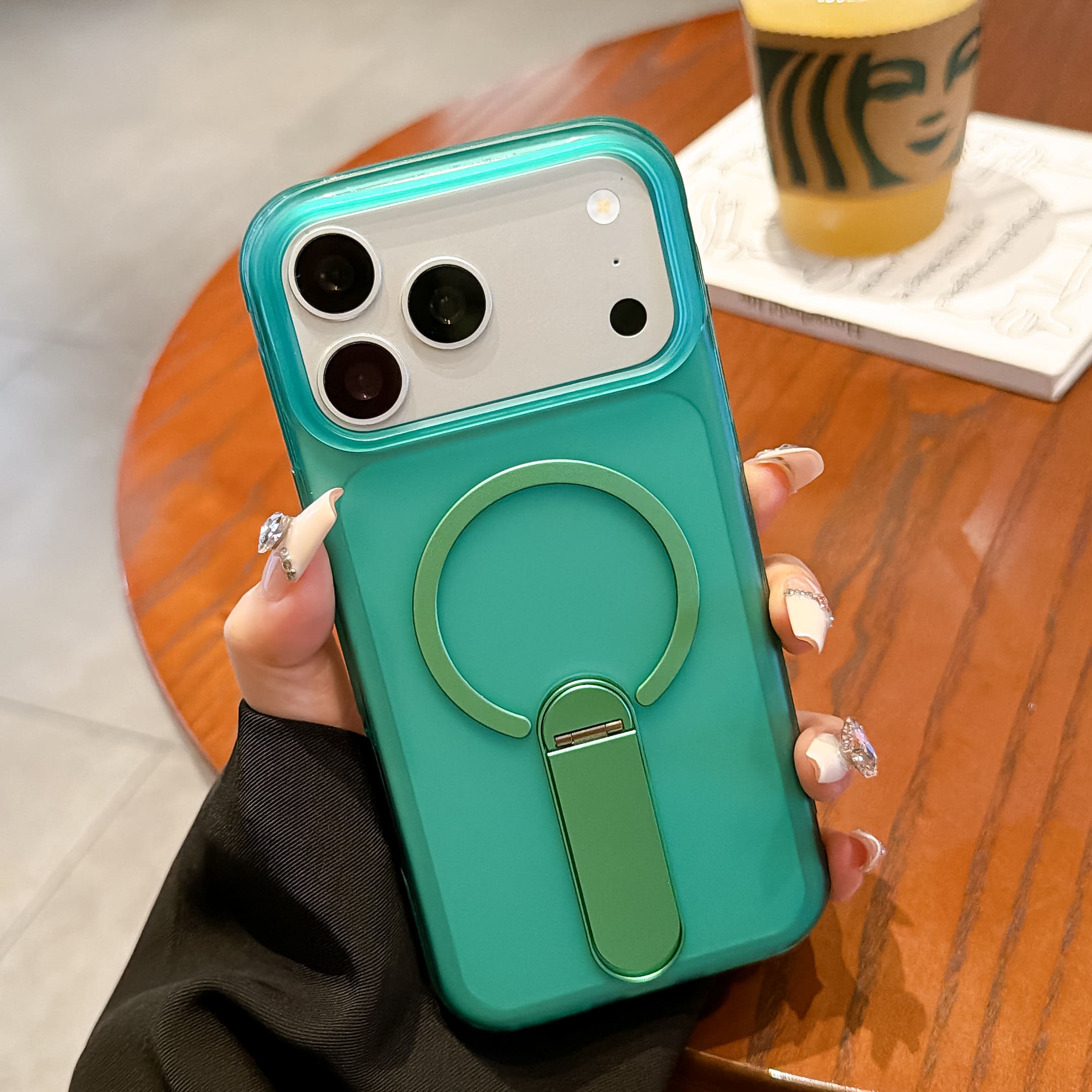 Dteck - Shockproof Frosted Case for Apple iPhone 17 Pro Max with Aluminum Kickstand, Magnetic TPU Cover, Anti Slip Side Grip - Green price history on PriceWatchPro