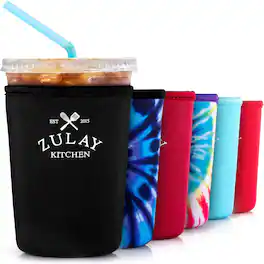 Zulay Kitchen - (22oz to 24oz) Reusable Neoprene Insulator Coffee Sleeve - Black