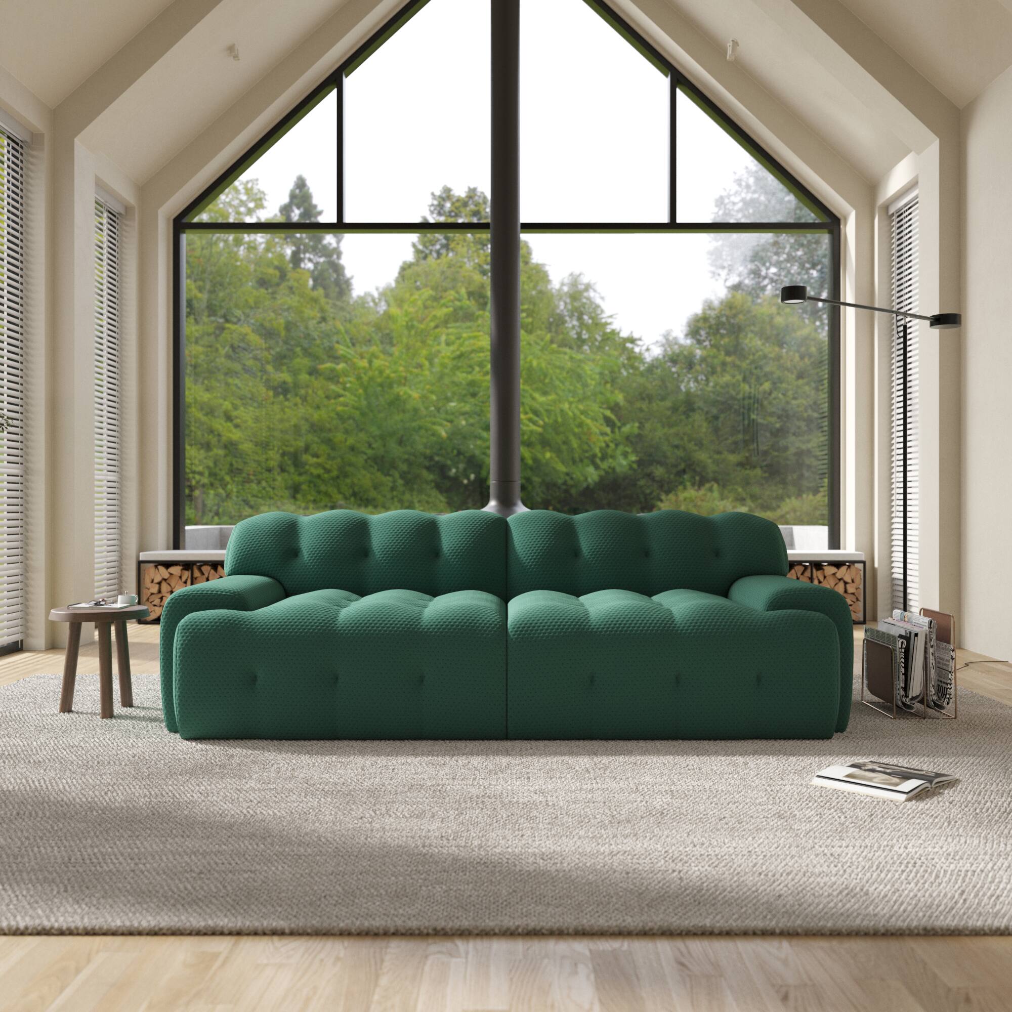 Alt View 2. Yardgrace - 102.4in Modular Sectional Couch, 2 Seats Breathable Floor Sofa, Modern Couch, Green - Green.