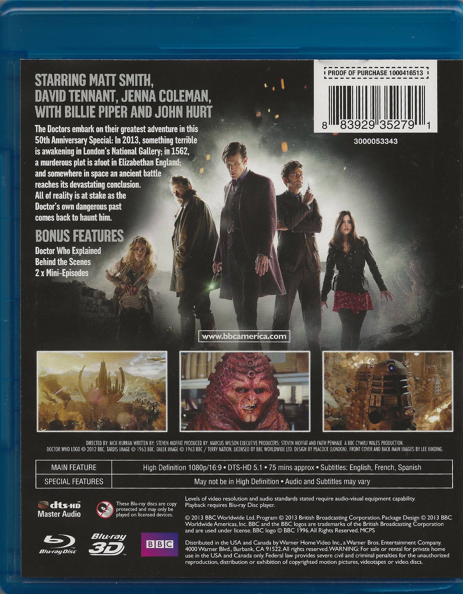 Alt View 1. Doctor Who 50th Anniversary Special: The Day of the Doctor (Blu-ray 3D / Blu-ray / DVD Combo) [Blu-ray].